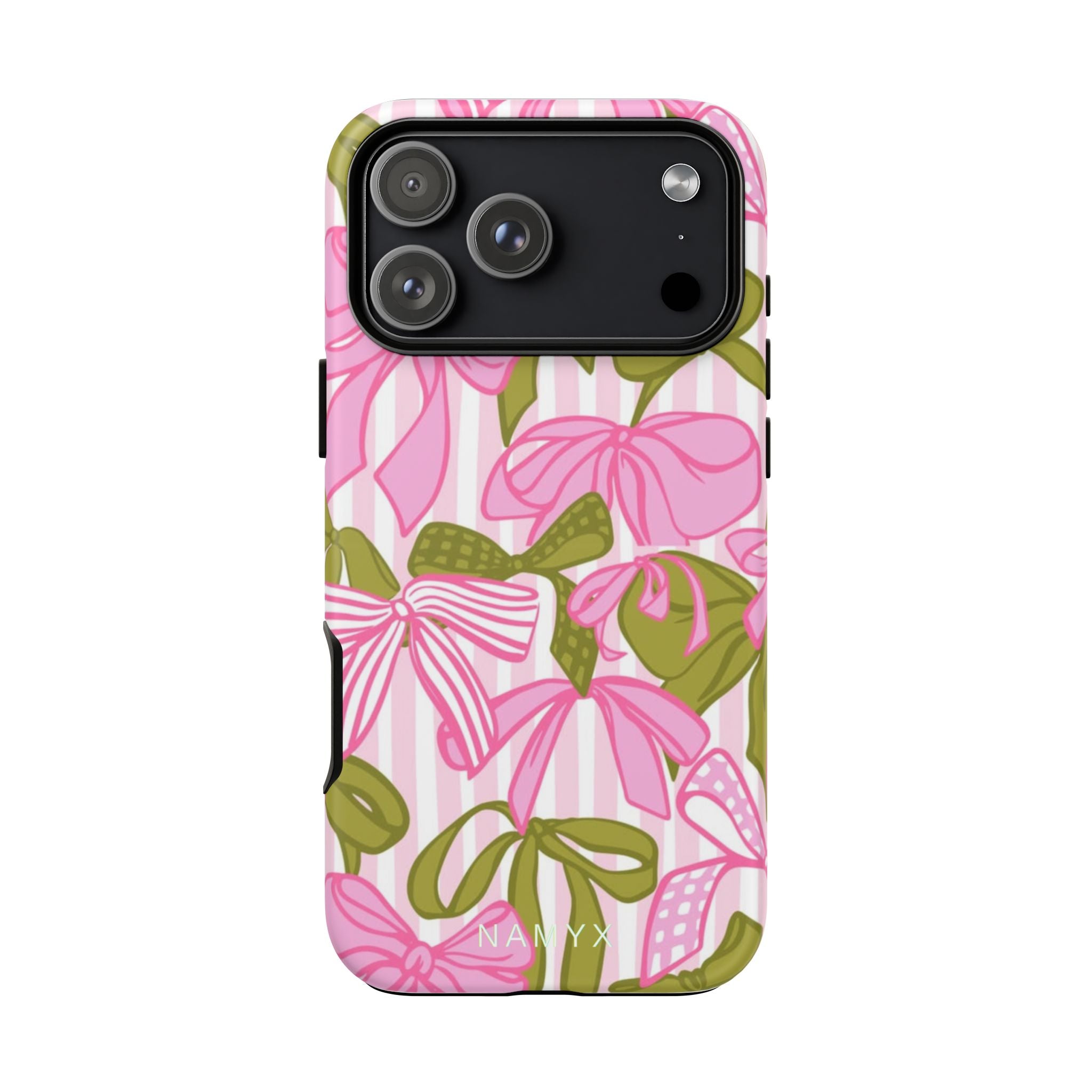 Bow Pattern Tough Case - Pink & Olive Floral Phone Cover