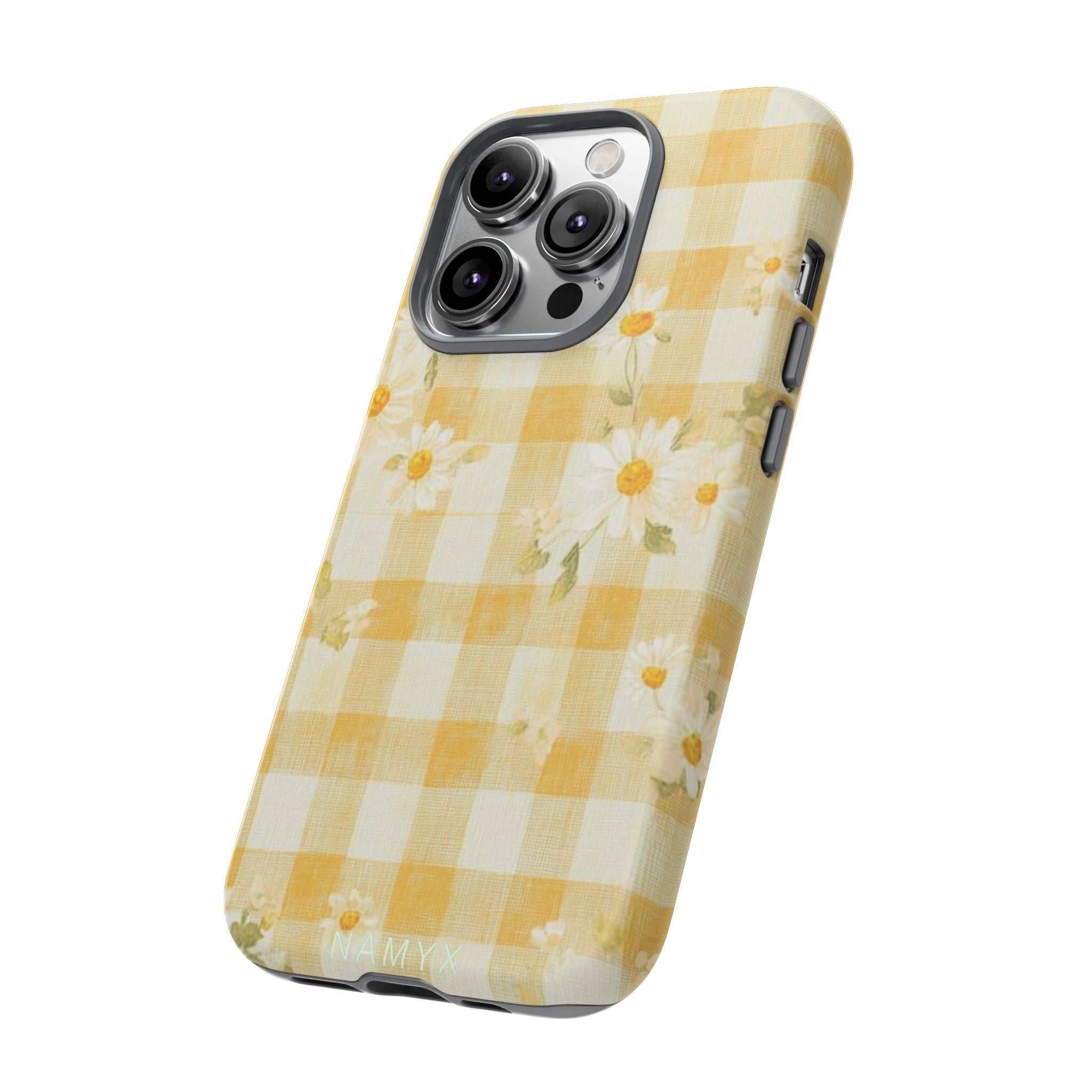 Daisy Gingham Tough Phone Case — Yellow Floral Protective Cover