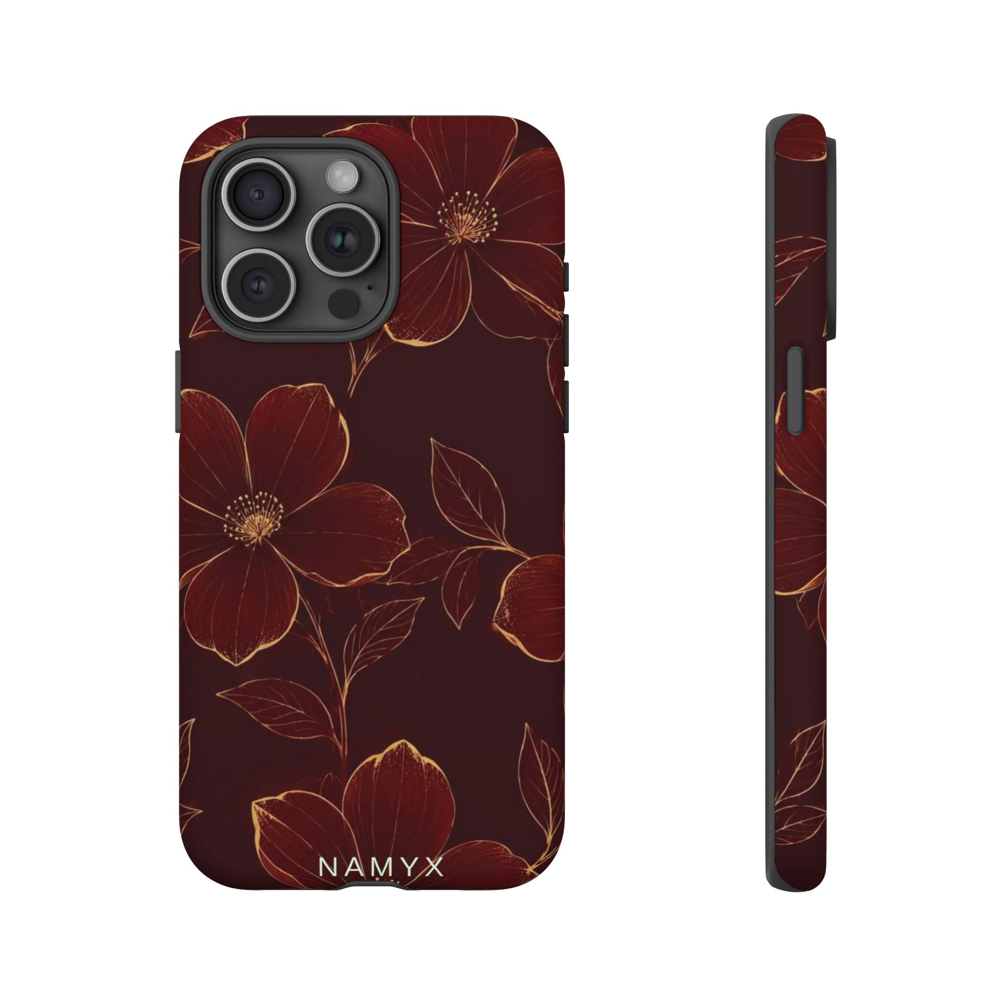 Floral Tough Case — Dark Red Botanical Phone Case