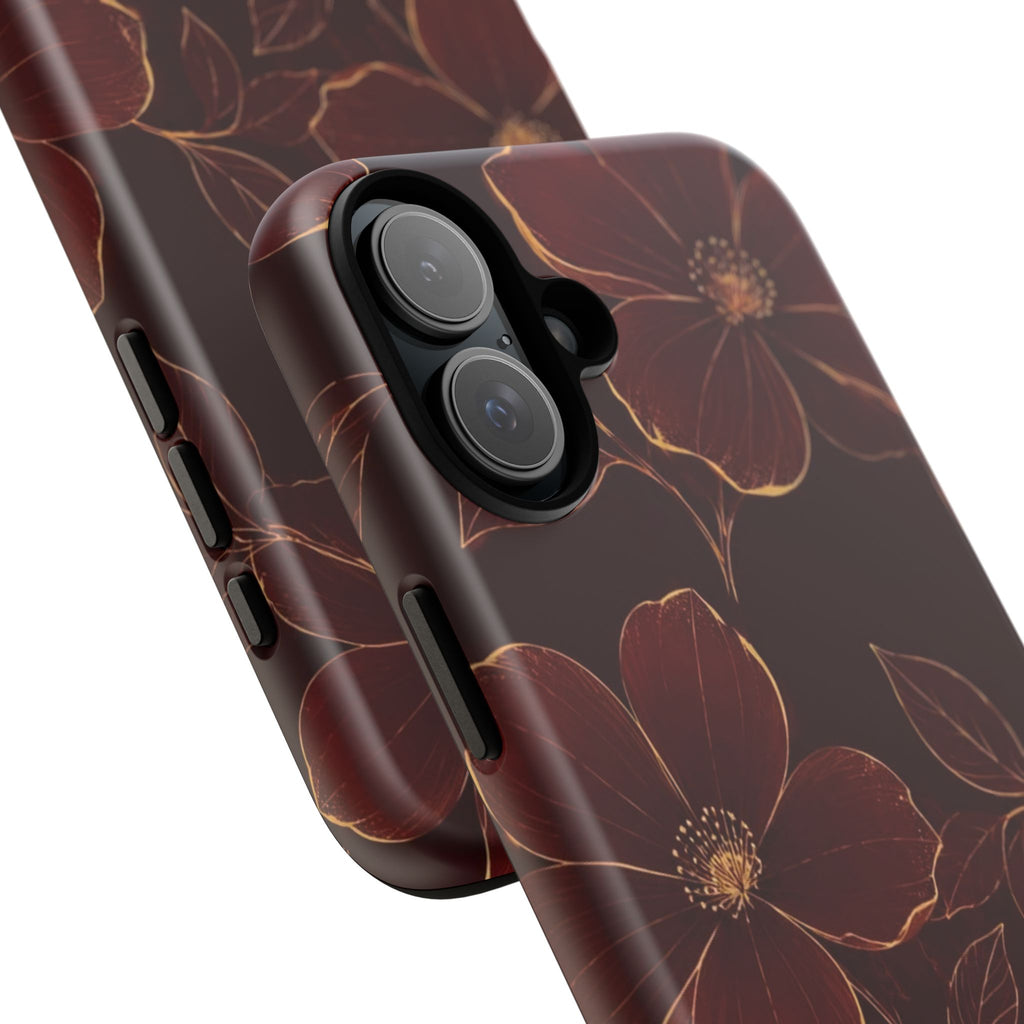 Floral Tough Case — Dark Red Botanical Phone Case