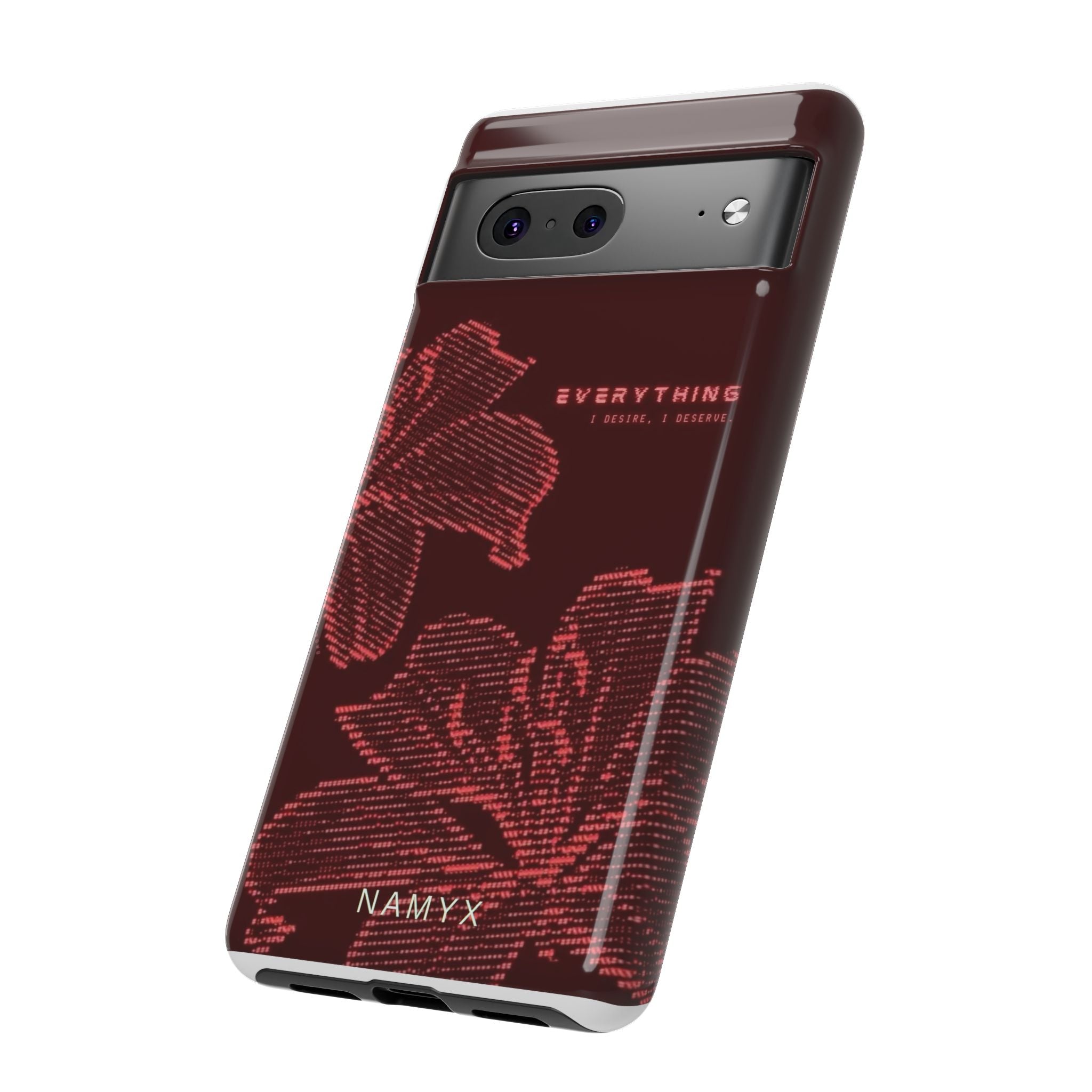 Floral Tough Phone Case — 'Everything' Burgundy Protective Cover