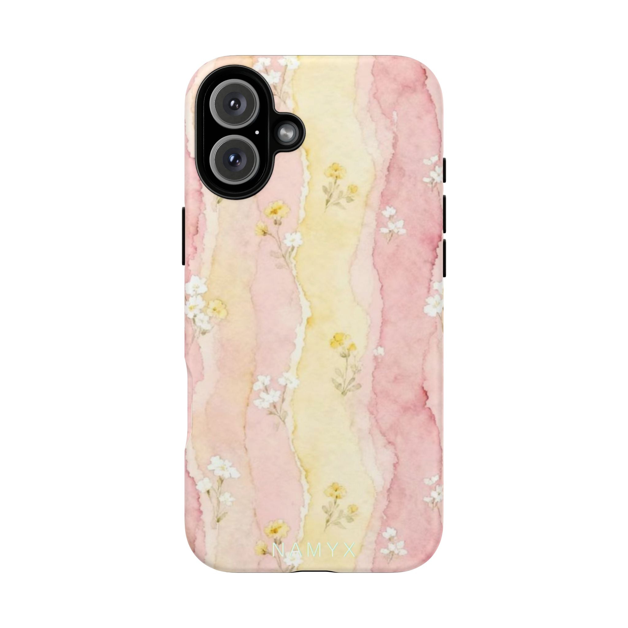 Floral Watercolor Tough Phone Case — Pink & Yellow Daisy Protective Cover