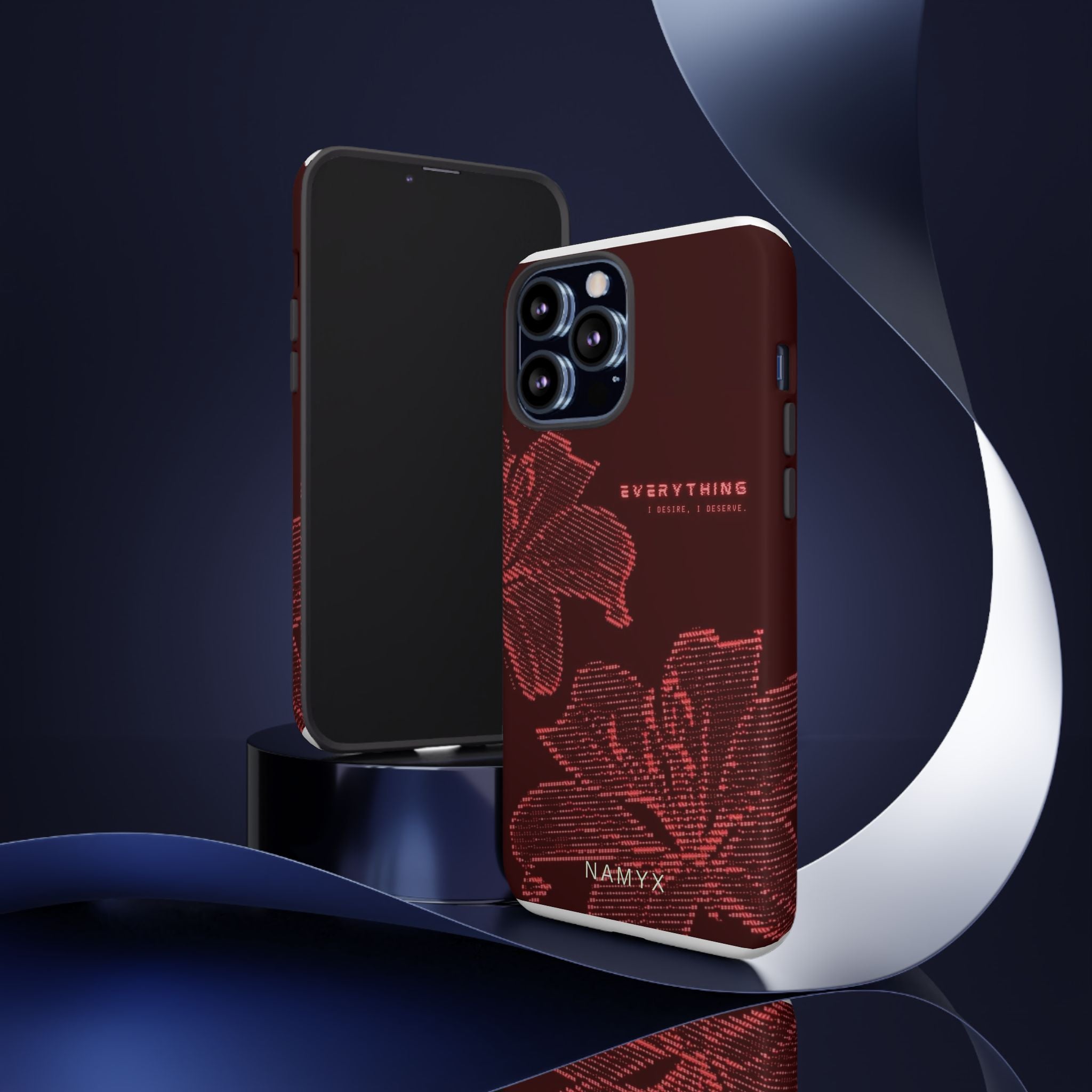 Floral Tough Phone Case — 'Everything' Burgundy Protective Cover