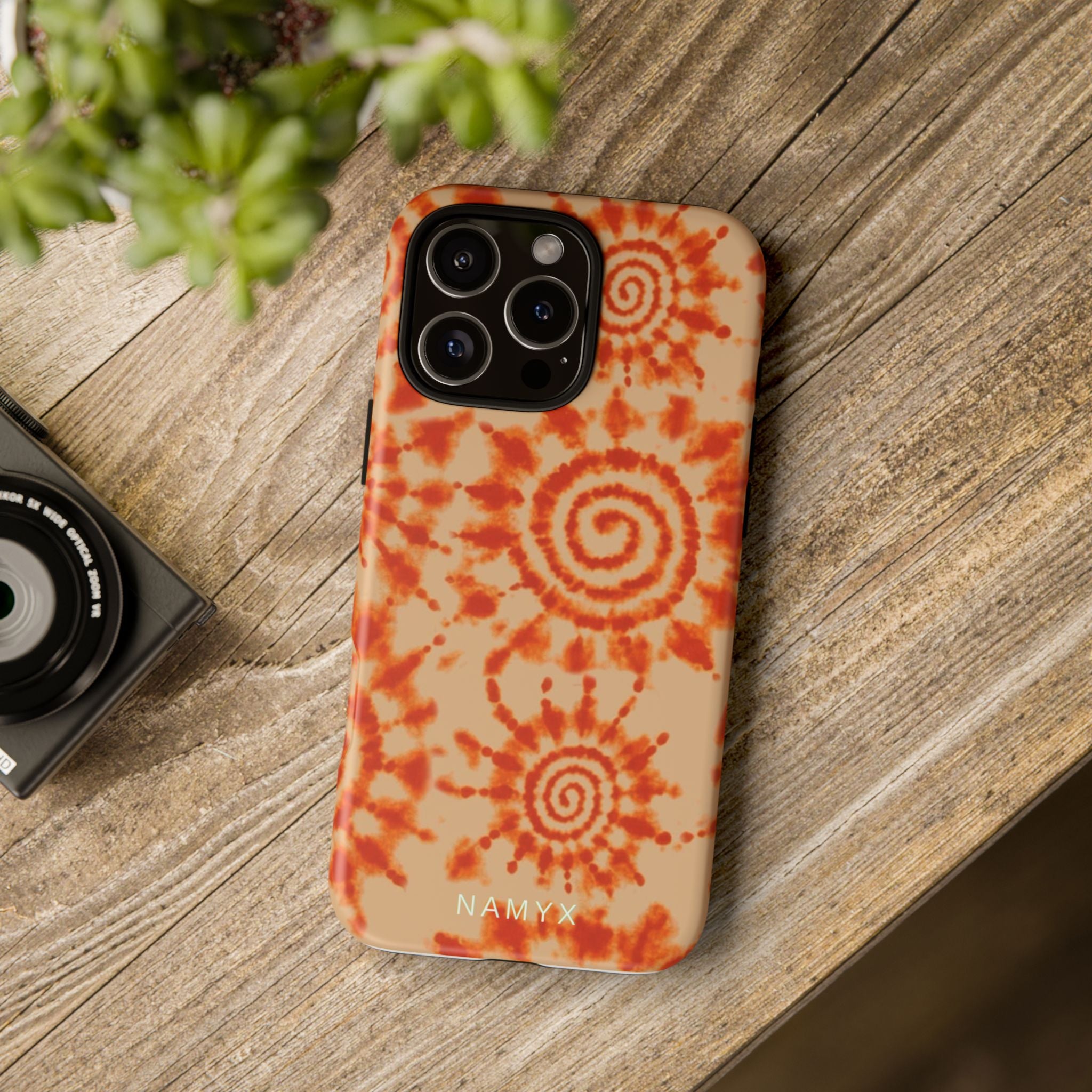 Tie-Dye Spiral Tough Phone Case — Orange Retro Protective Case
