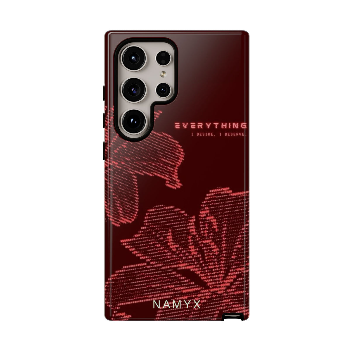 Floral Tough Phone Case — 'Everything' Burgundy Protective Cover