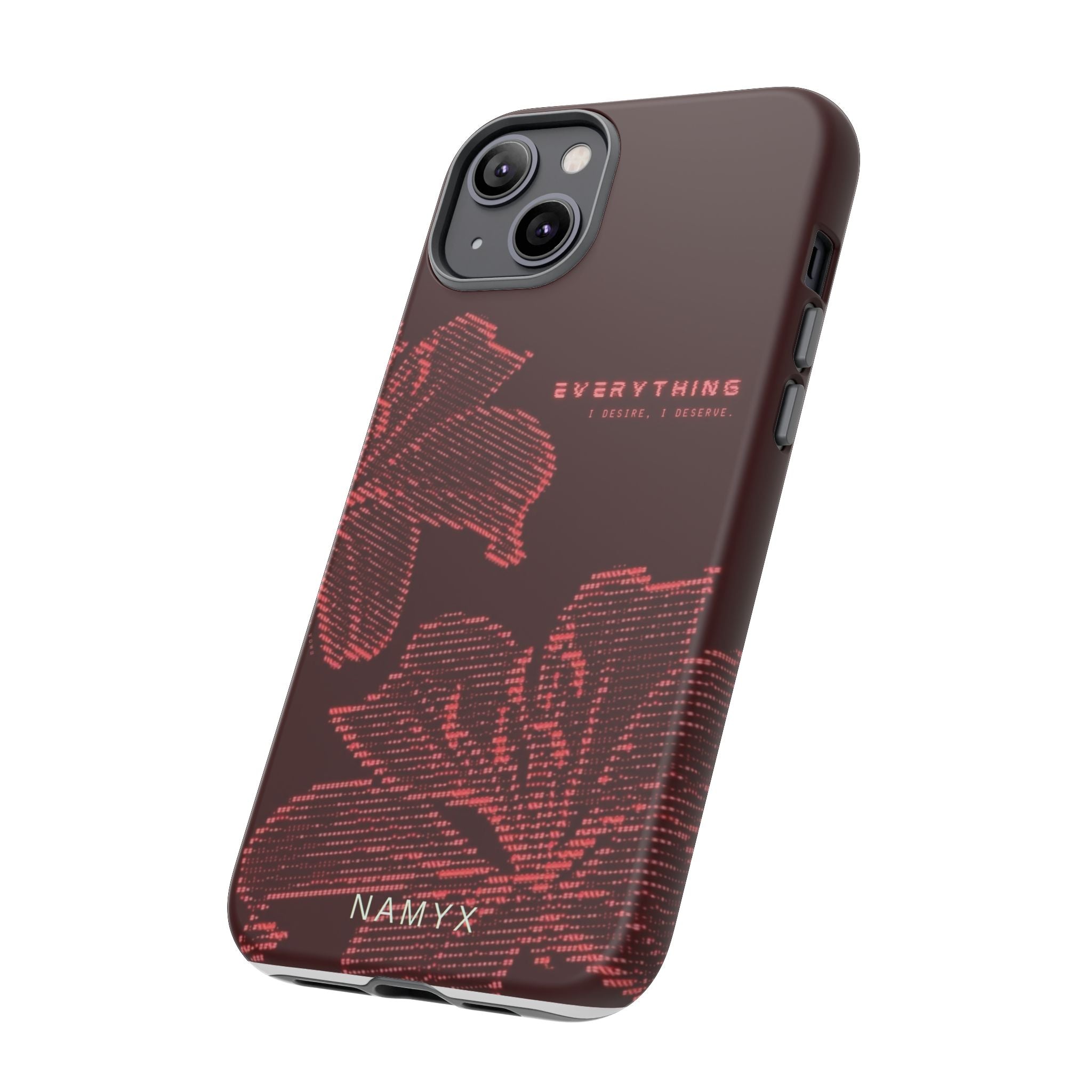 Floral Tough Phone Case — 'Everything' Burgundy Protective Cover