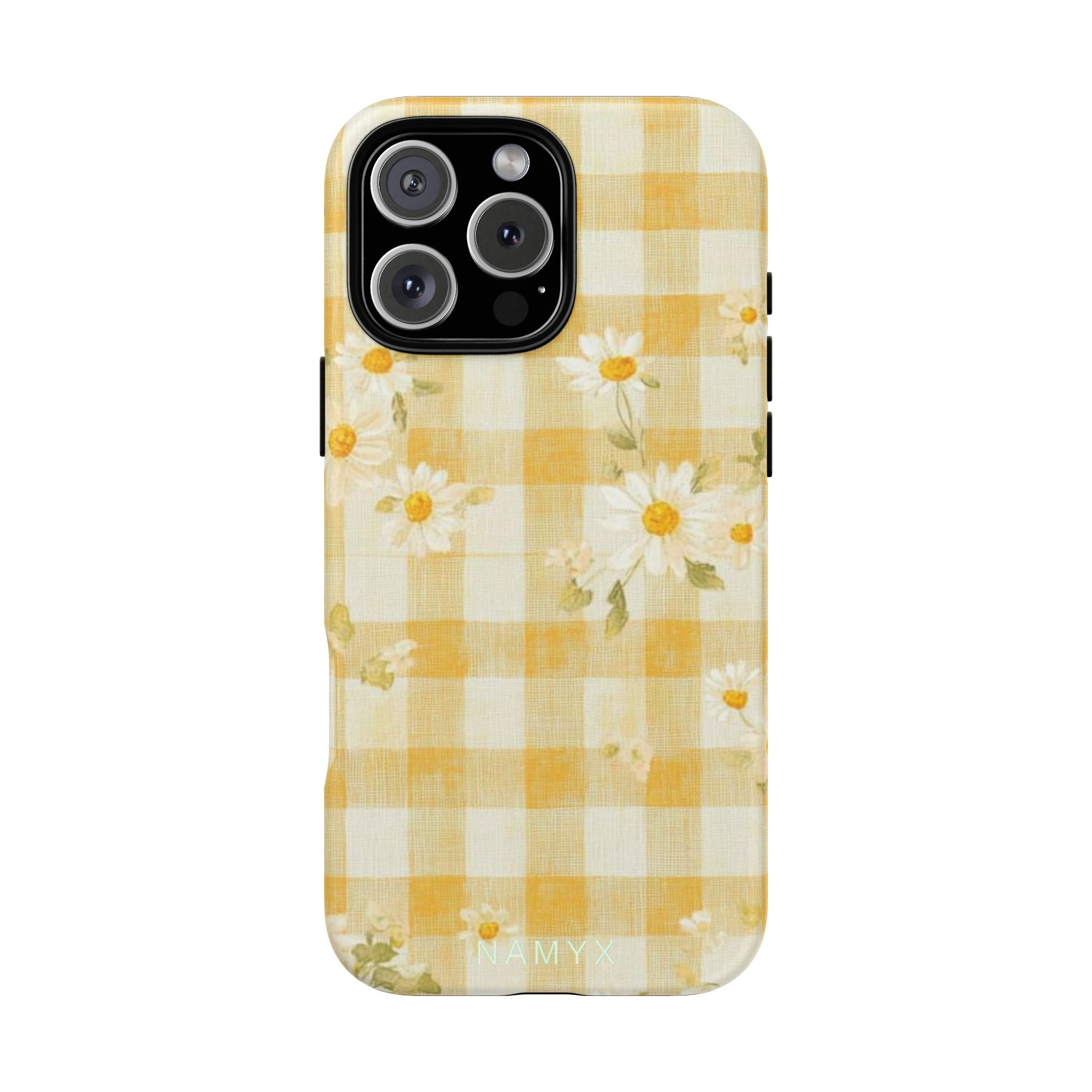 Daisy Gingham Tough Phone Case — Yellow Floral Protective Cover