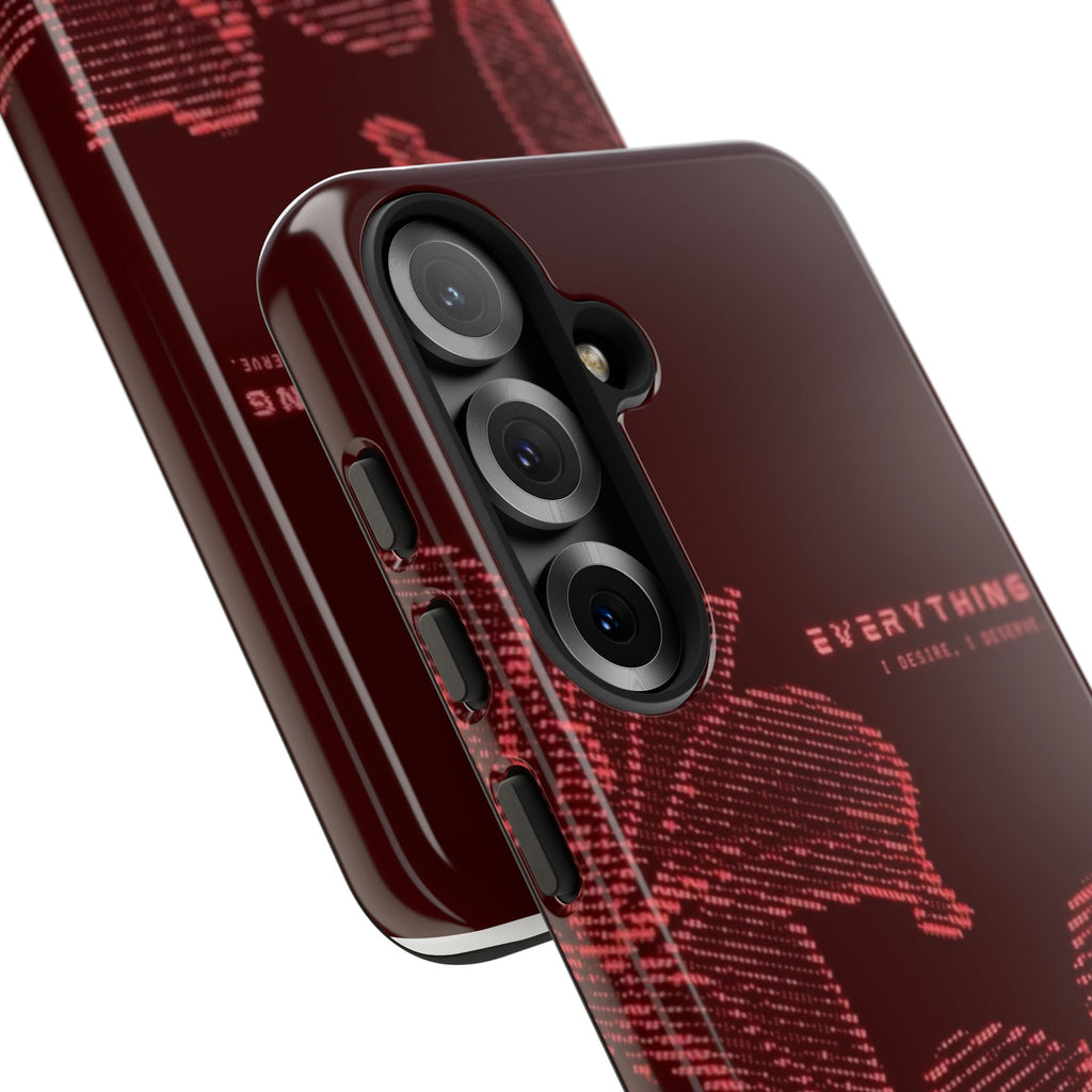 Floral Tough Phone Case — 'Everything' Burgundy Protective Cover