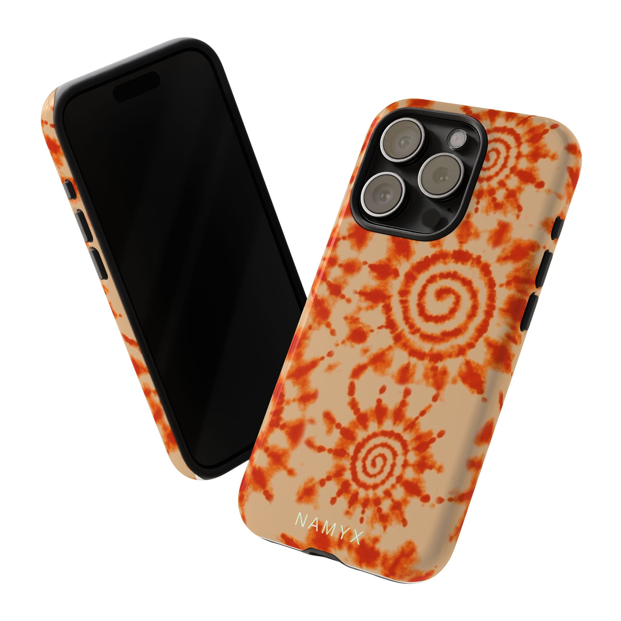 Tie-Dye Spiral Tough Phone Case — Orange Retro Protective Case