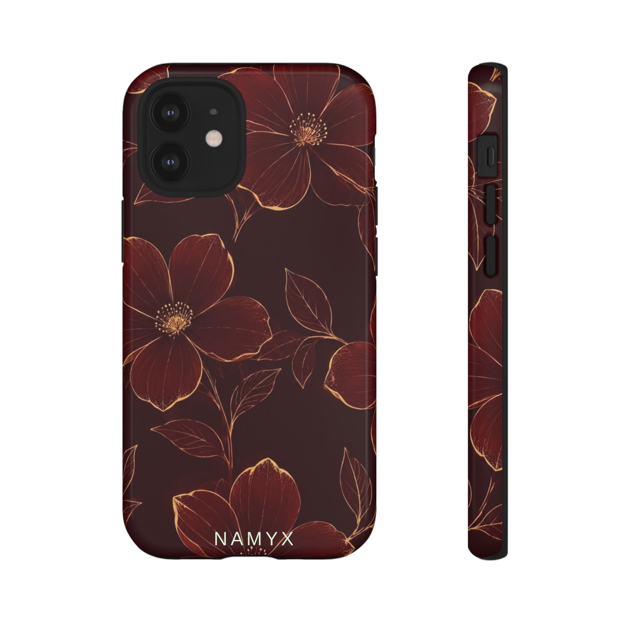 Floral Tough Case — Dark Red Botanical Phone Case