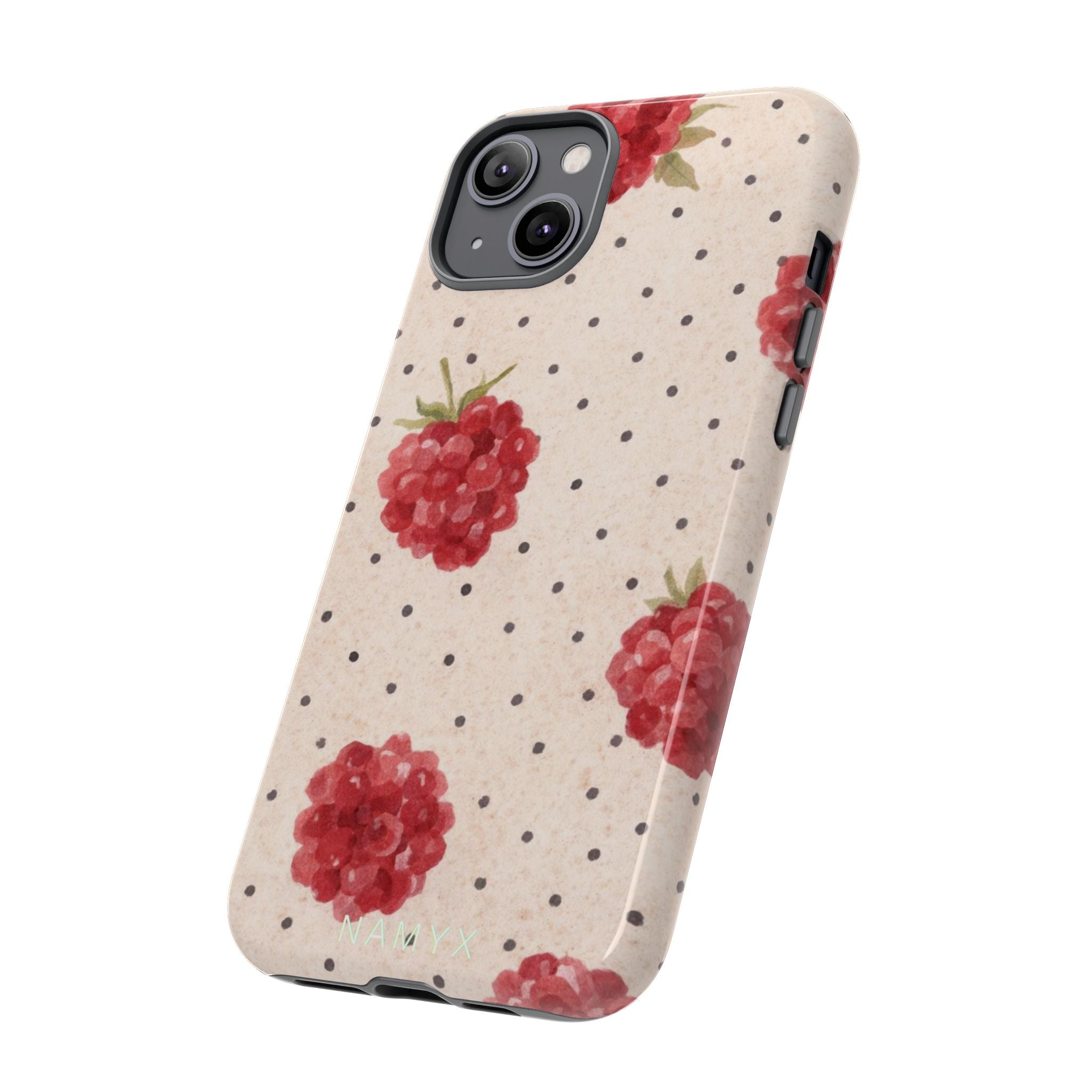 Raspberry Dotted Tough Phone Case — Vintage Floral Protective Cover