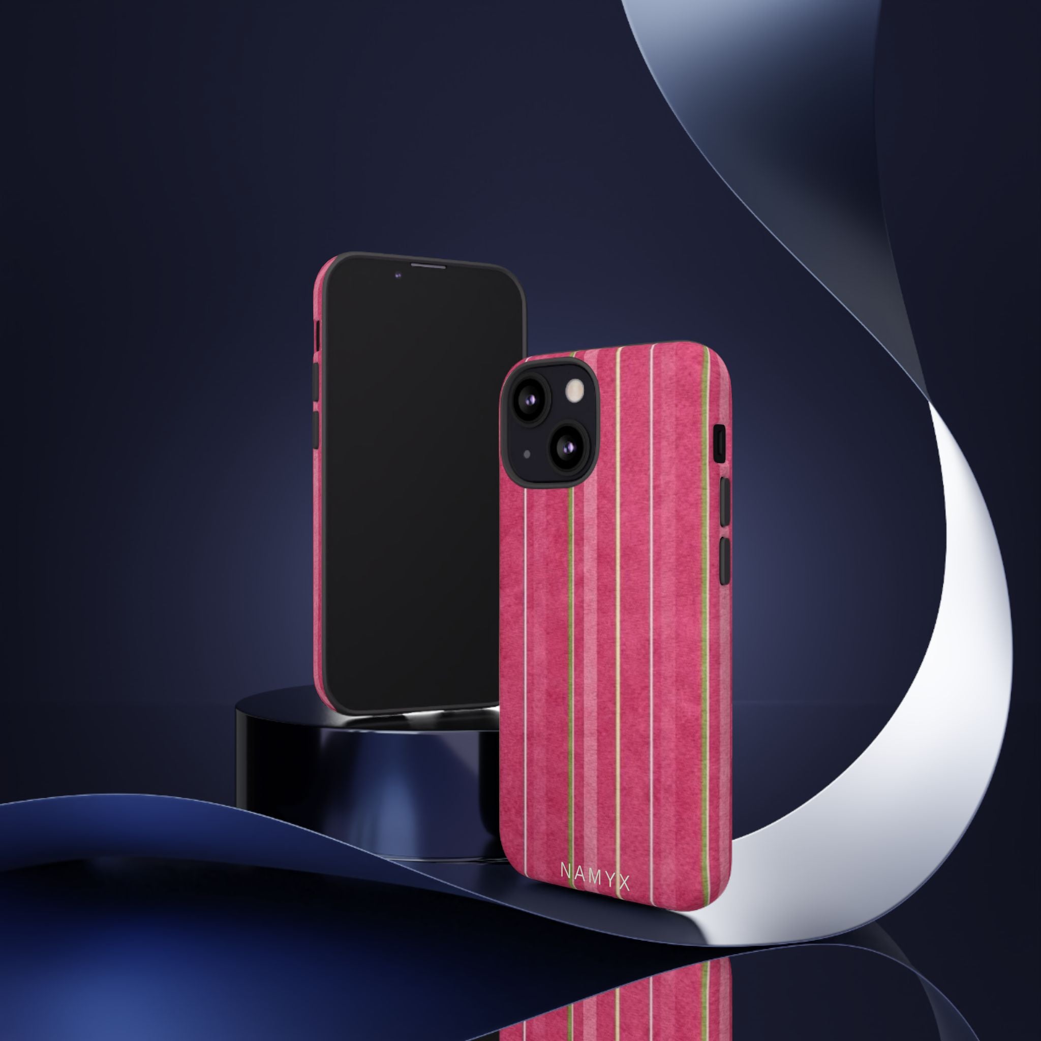 Pink Vertical Stripe Tough Phone Case — Durable Protective iPhone Cover with Subtle Vintage Stripes