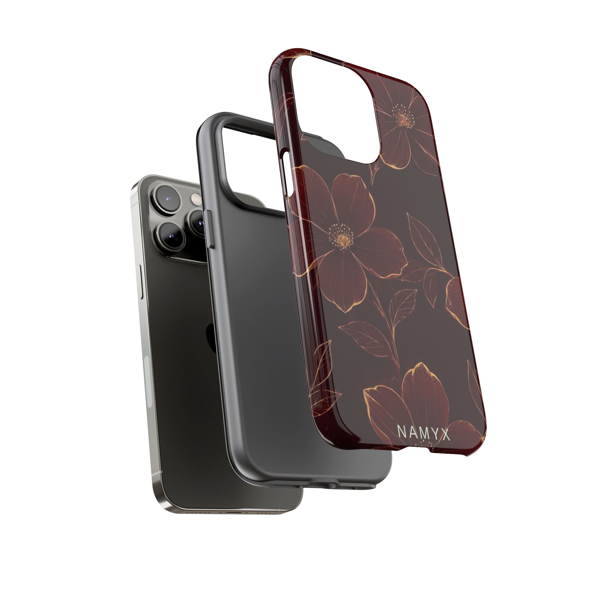 Floral Tough Case — Dark Red Botanical Phone Case