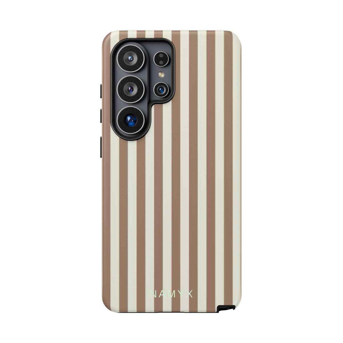 Striped Beige Phone Case — Classic Vertical Brown & Cream Stripe Tough Case