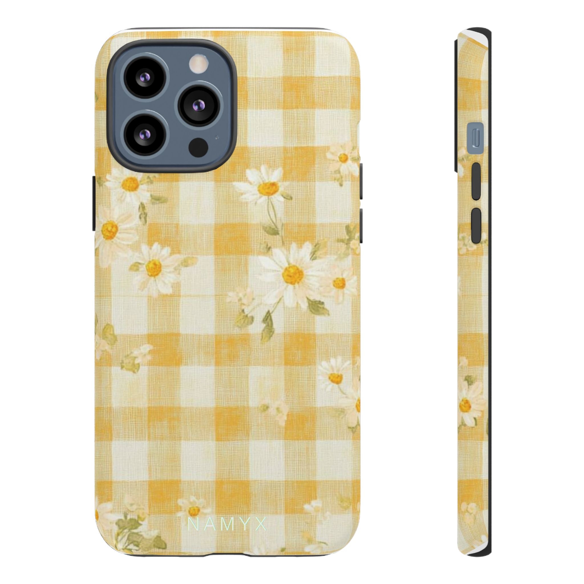 Daisy Gingham Tough Phone Case — Yellow Floral Protective Cover