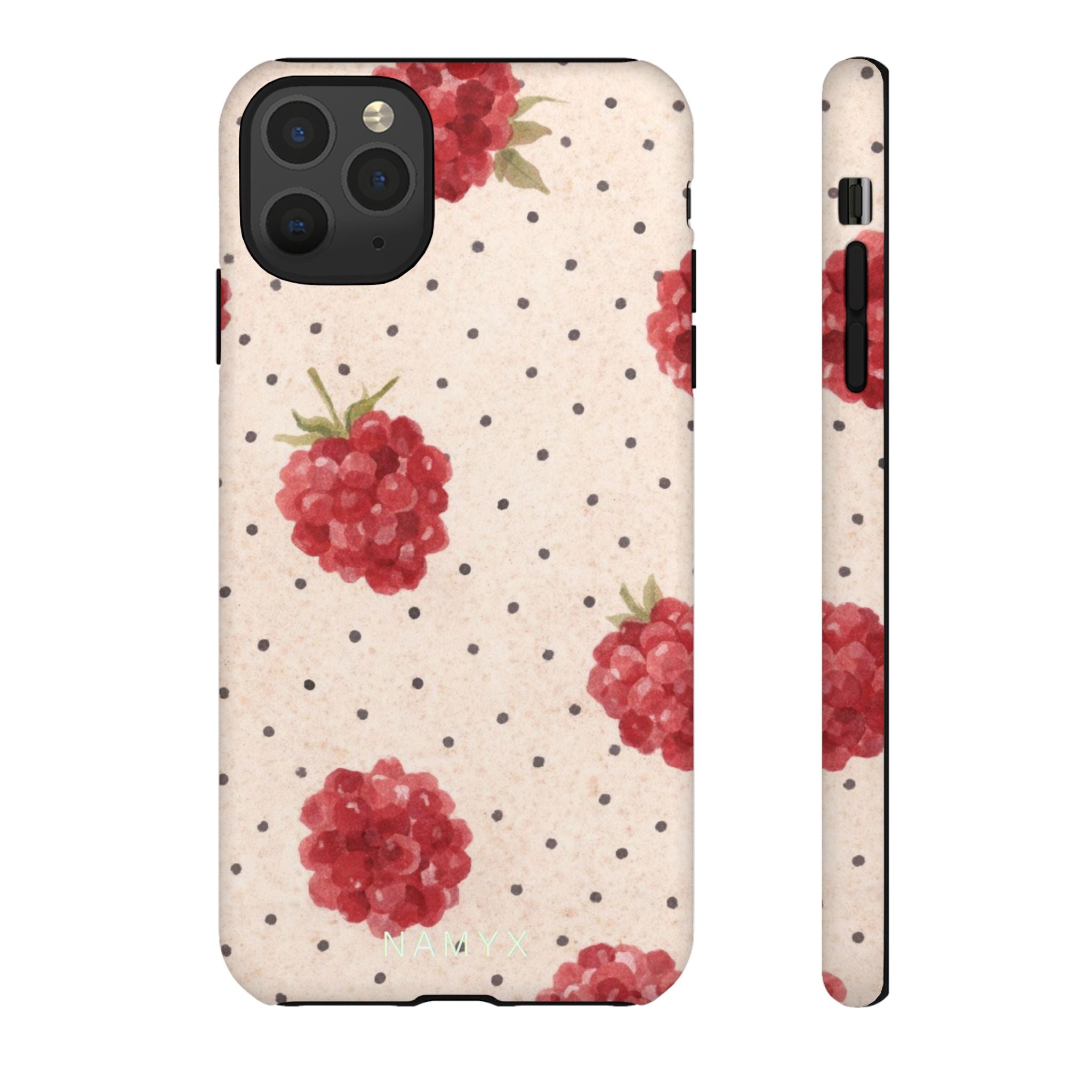 Raspberry Dotted Tough Phone Case — Vintage Floral Protective Cover