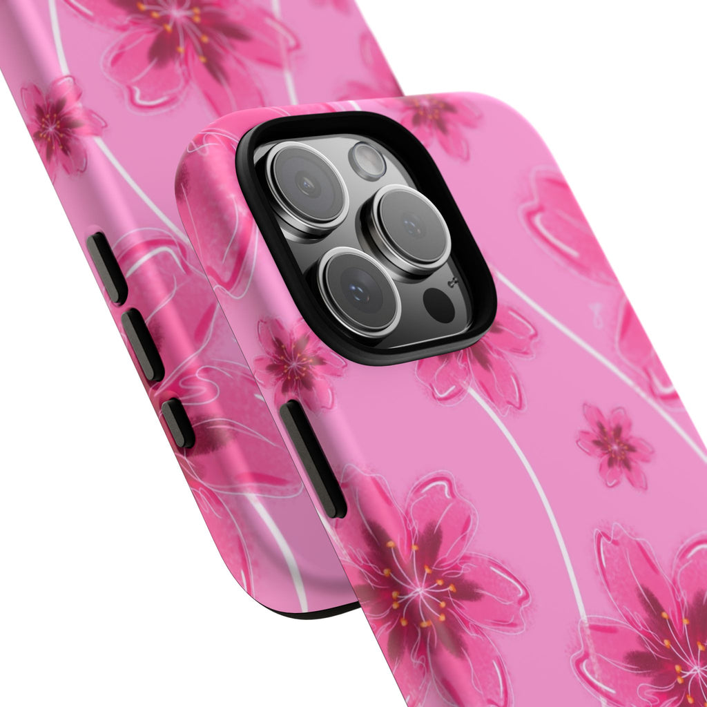 Pink Cherry Blossom Tough Phone Case — Floral Protective Cover