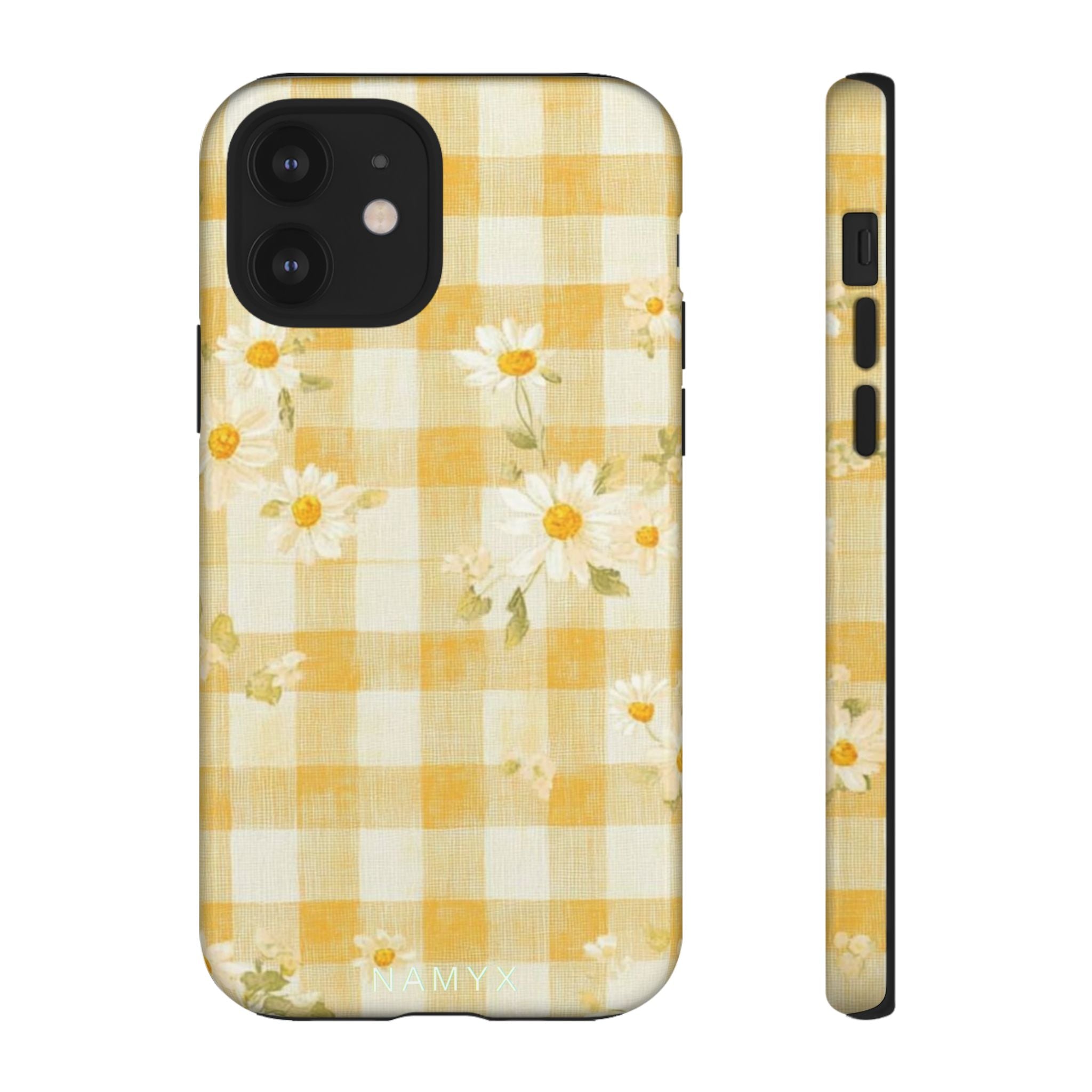 Daisy Gingham Tough Phone Case — Yellow Floral Protective Cover