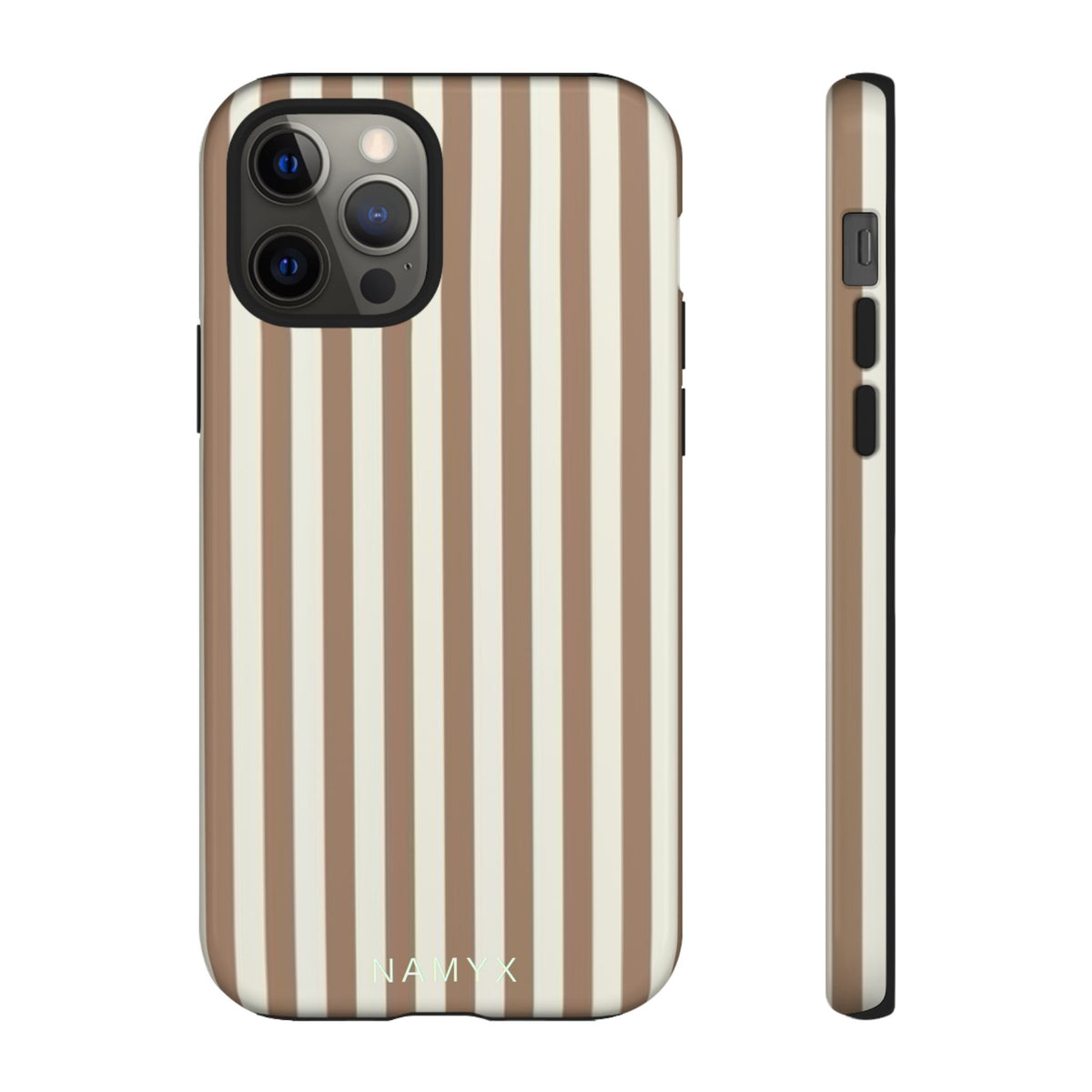 Striped Beige Phone Case — Classic Vertical Brown & Cream Stripe Tough Case