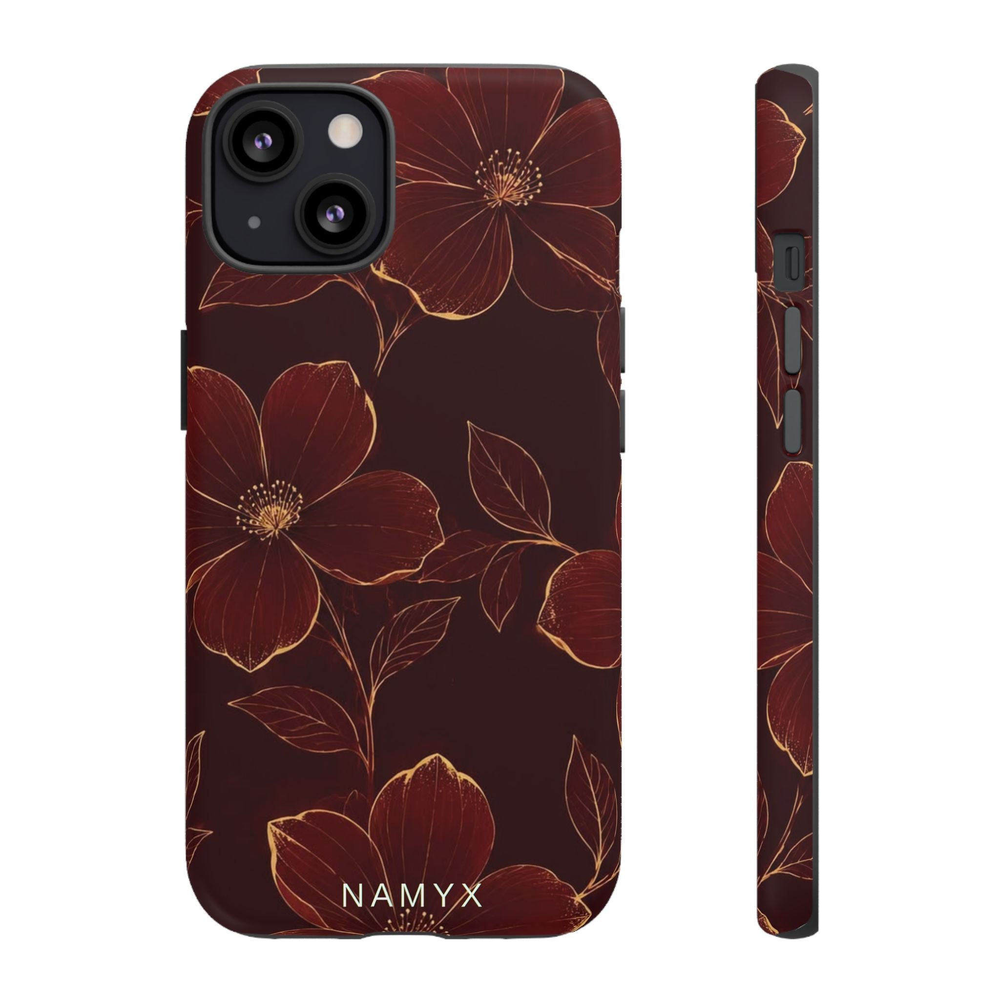 Floral Tough Case — Dark Red Botanical Phone Case