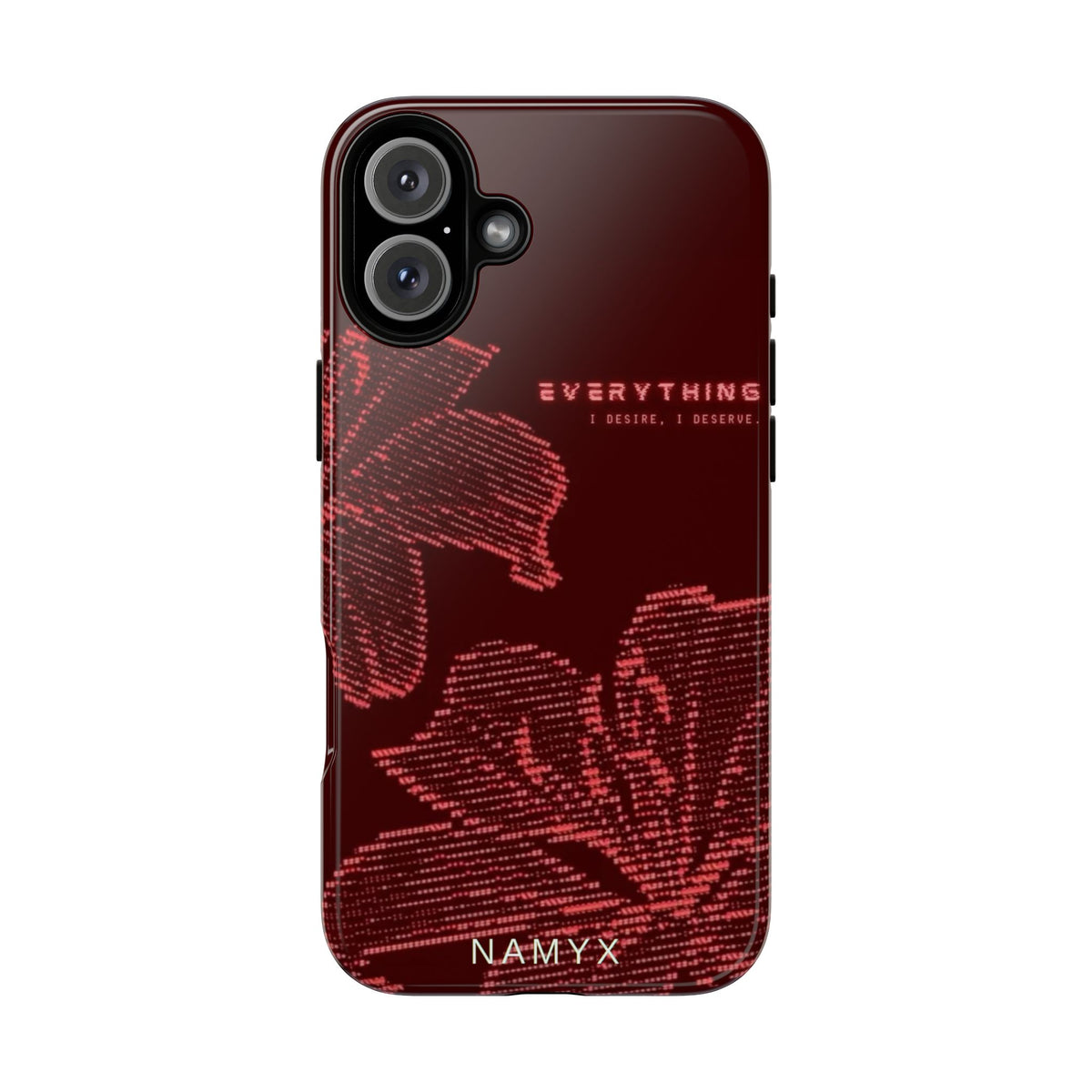 Floral Tough Phone Case — 'Everything' Burgundy Protective Cover