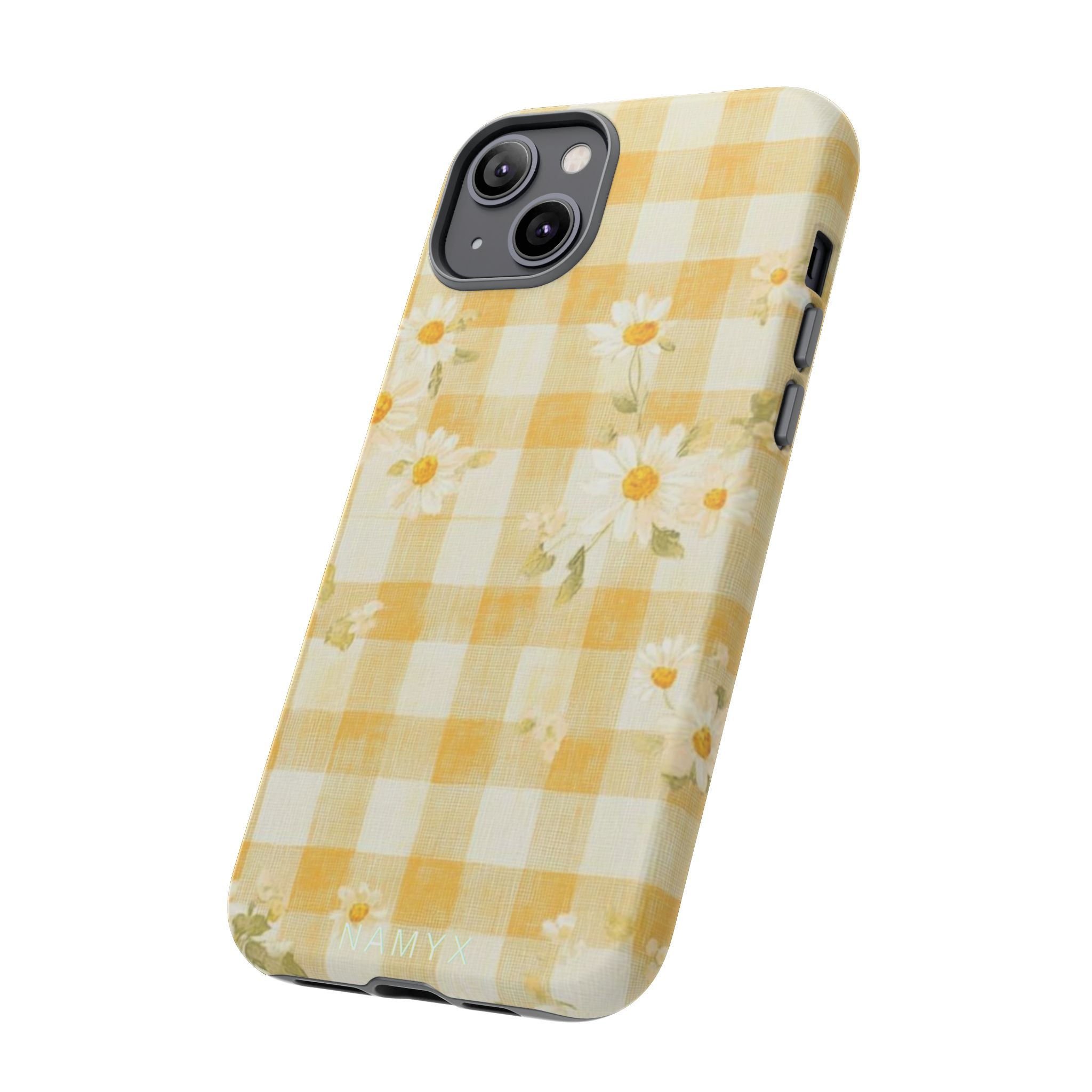 Daisy Gingham Tough Phone Case — Yellow Floral Protective Cover