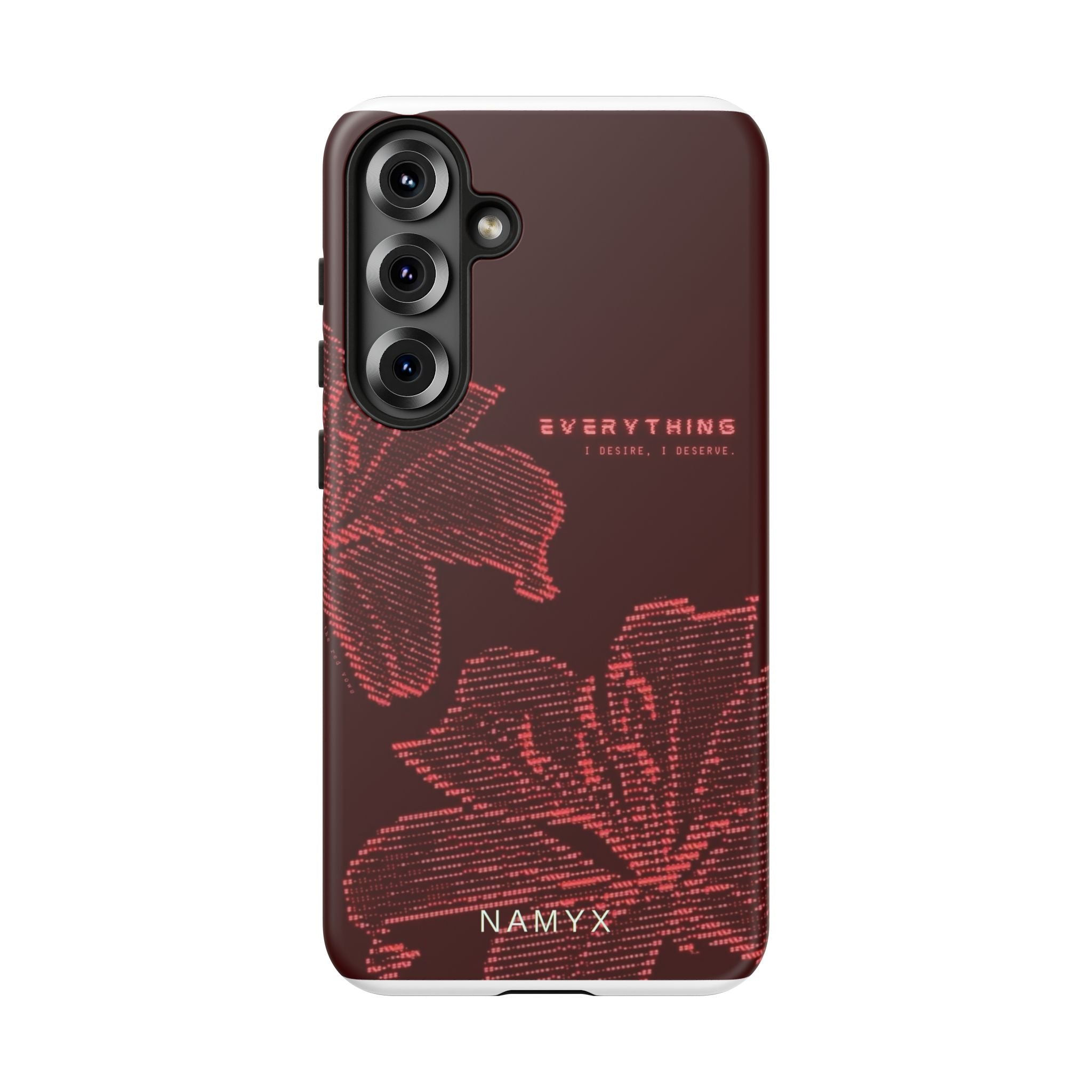 Floral Tough Phone Case — 'Everything' Burgundy Protective Cover