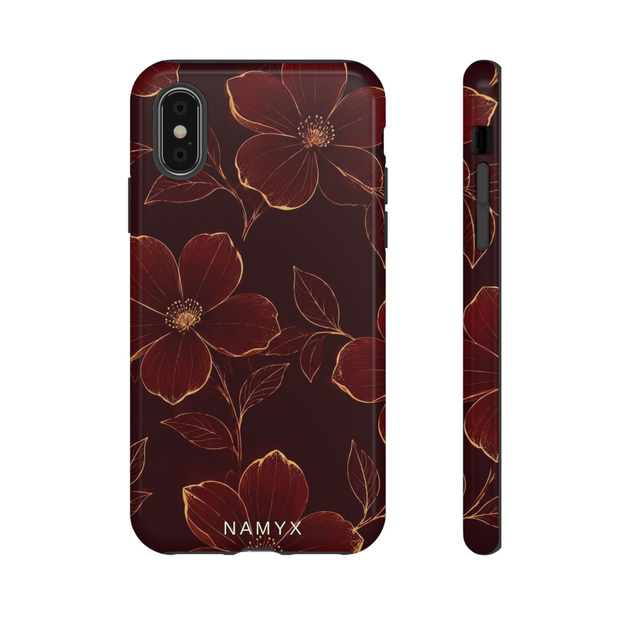 Floral Tough Case — Dark Red Botanical Phone Case