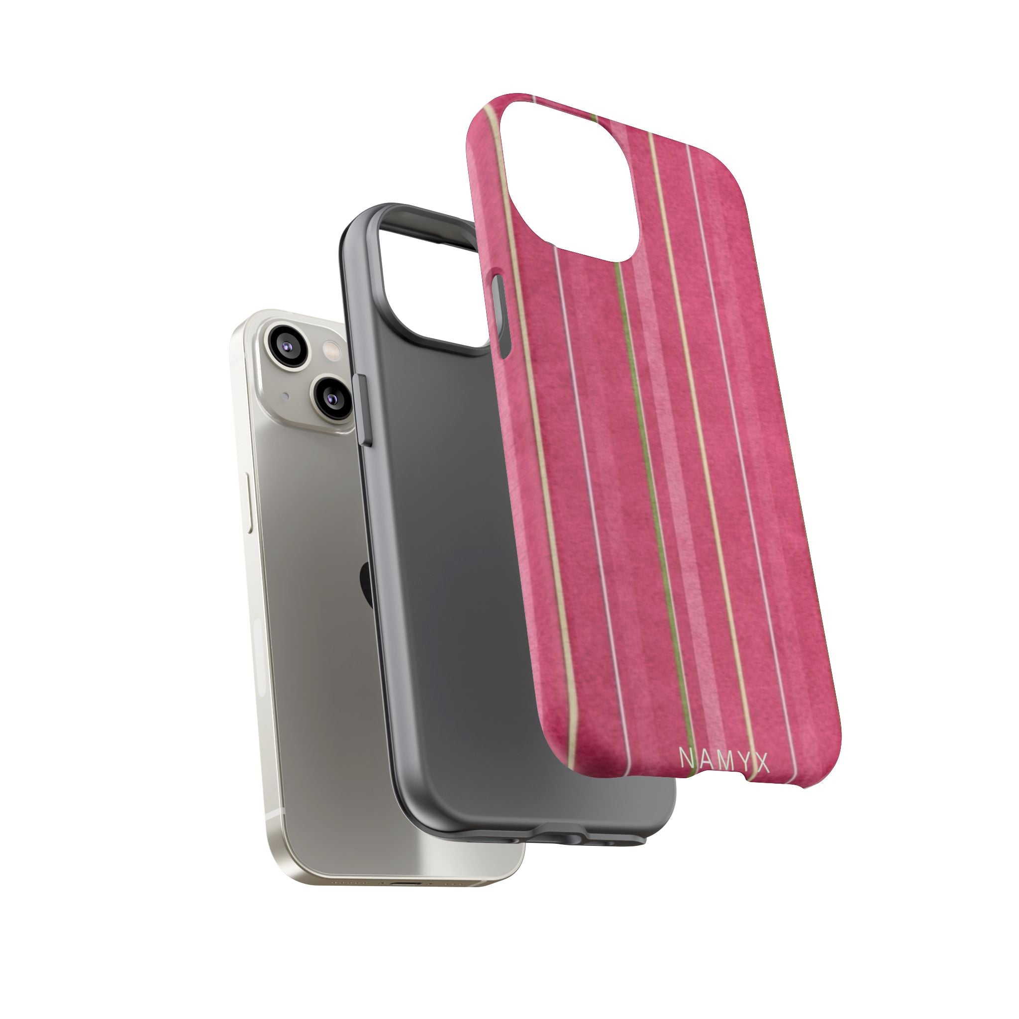 Pink Vertical Stripe Tough Phone Case — Durable Protective iPhone Cover with Subtle Vintage Stripes