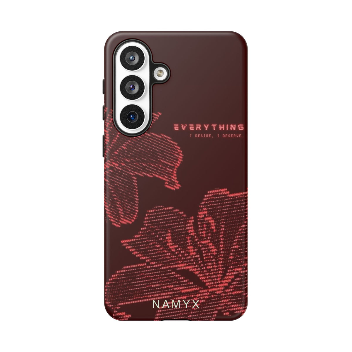 Floral Tough Phone Case — 'Everything' Burgundy Protective Cover