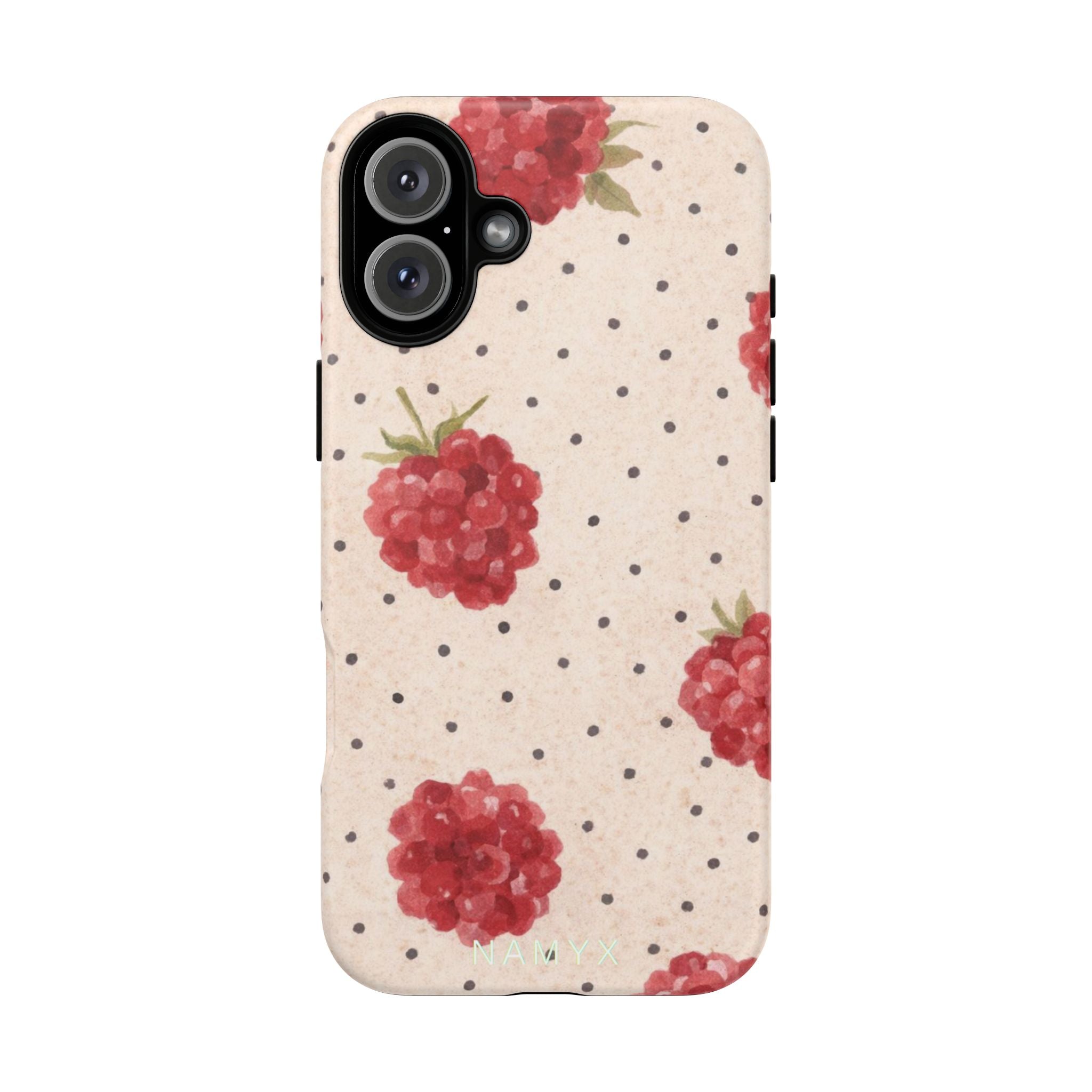 Raspberry Dotted Tough Phone Case — Vintage Floral Protective Cover