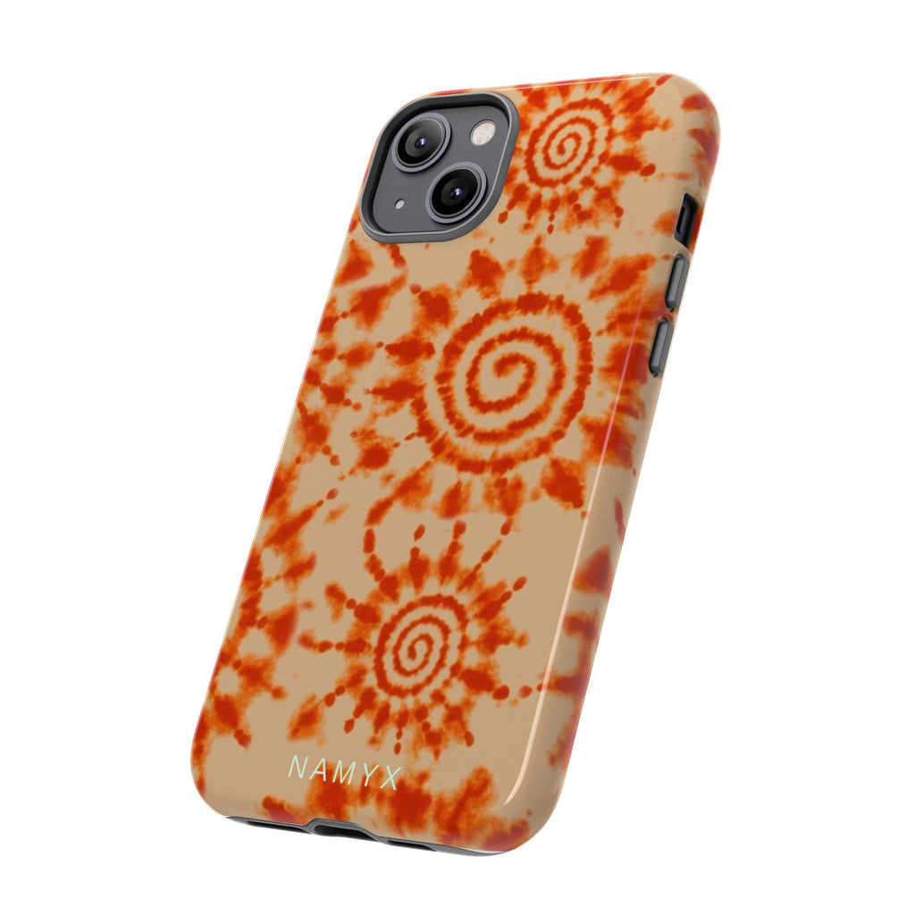 Tie-Dye Spiral Tough Phone Case — Orange Retro Protective Case