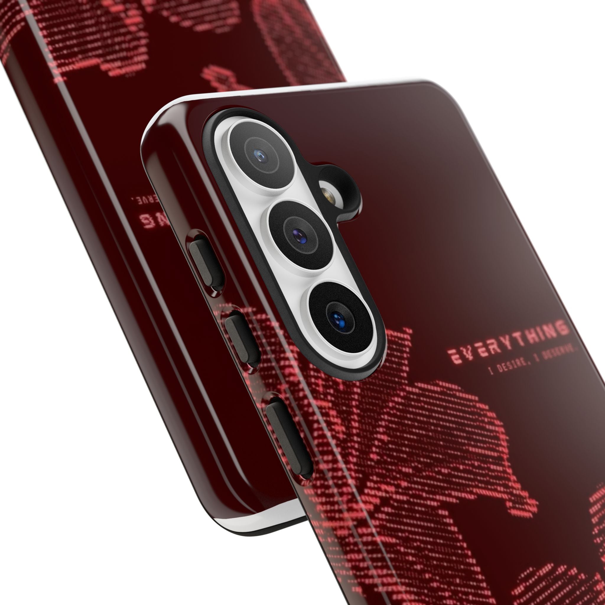 Floral Tough Phone Case — 'Everything' Burgundy Protective Cover