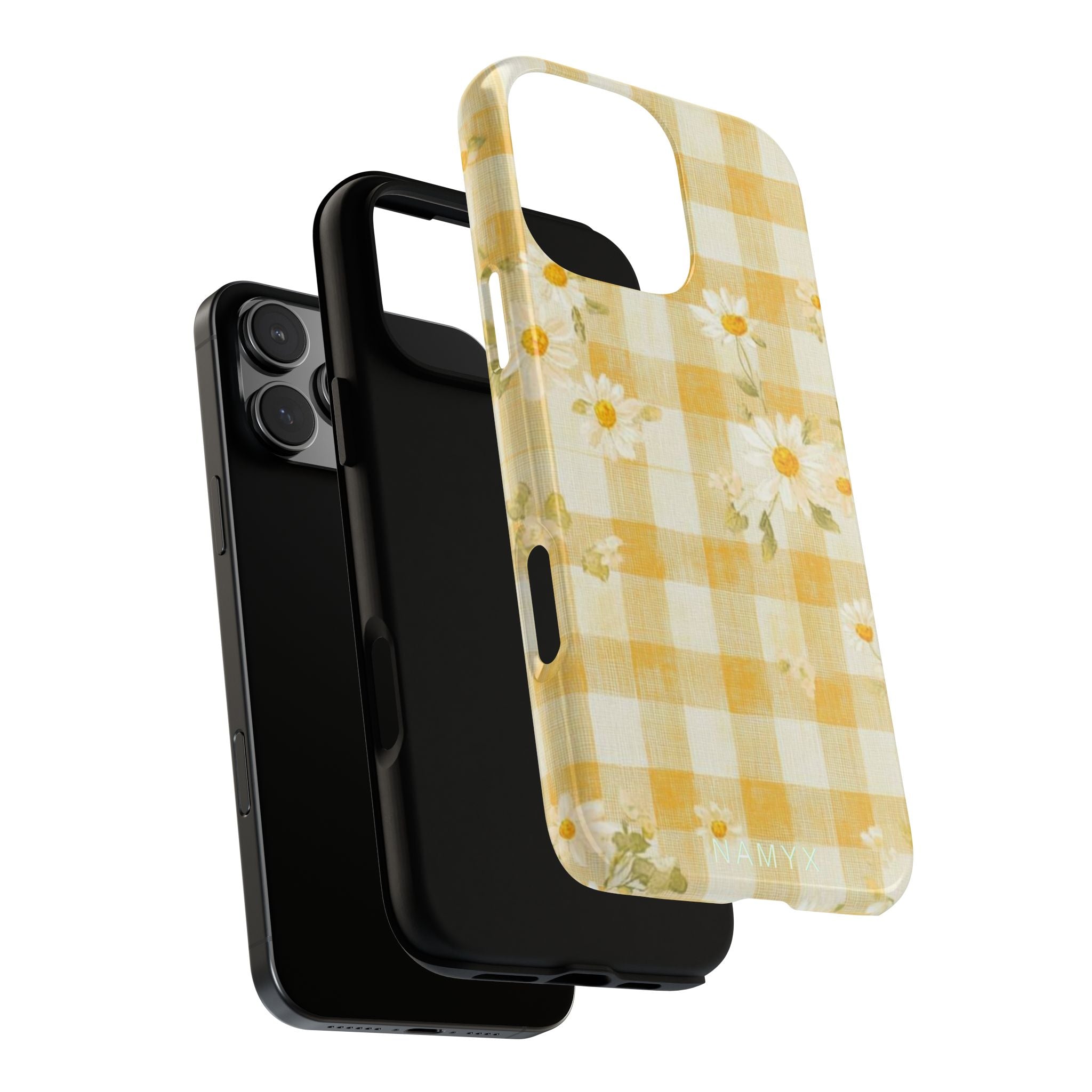Daisy Gingham Tough Phone Case — Yellow Floral Protective Cover