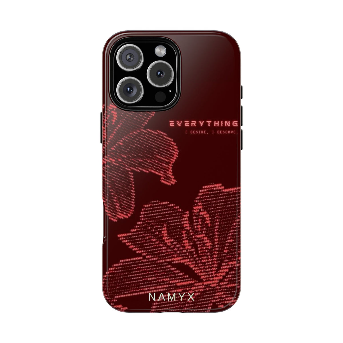 Floral Tough Phone Case — 'Everything' Burgundy Protective Cover