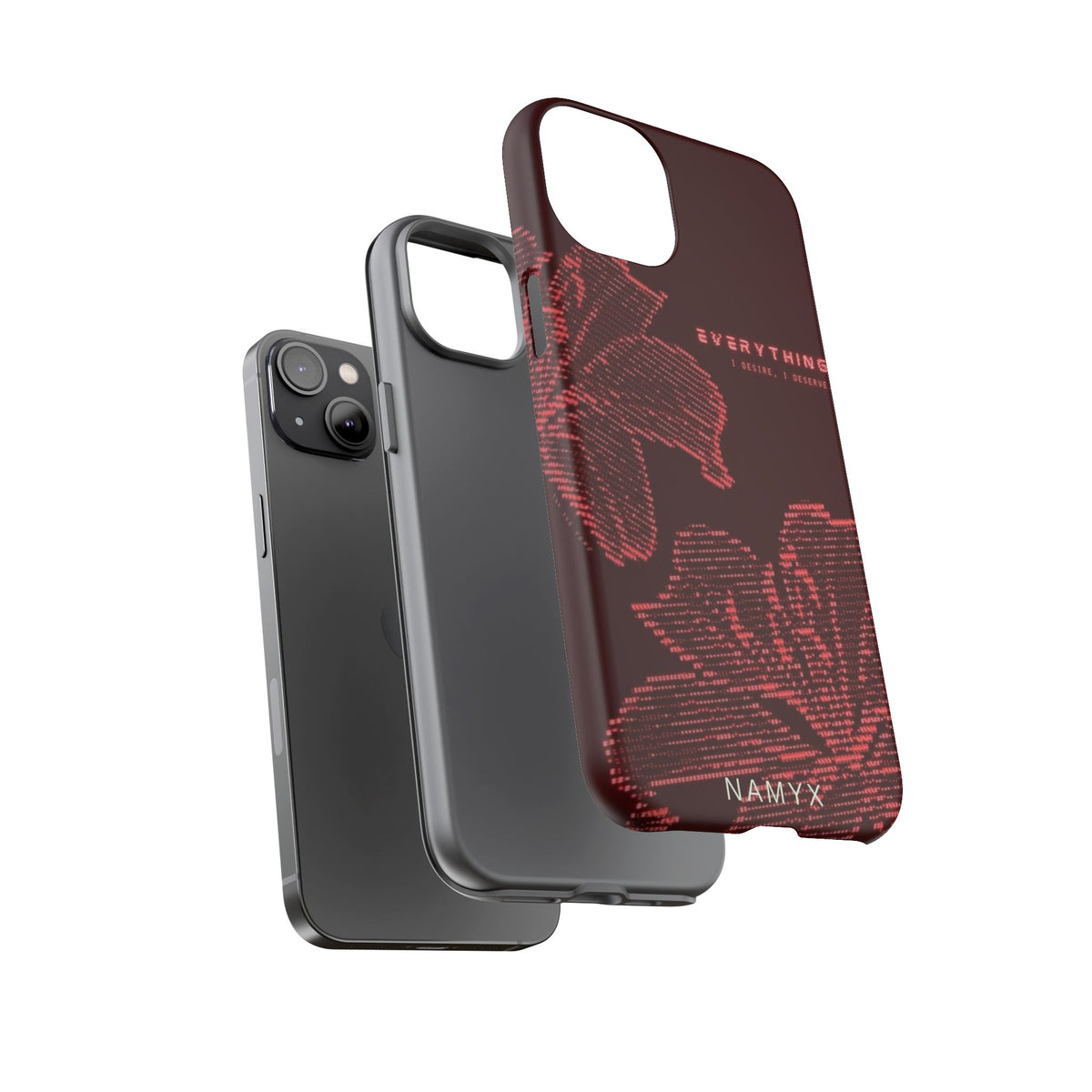 Floral Tough Phone Case — 'Everything' Burgundy Protective Cover