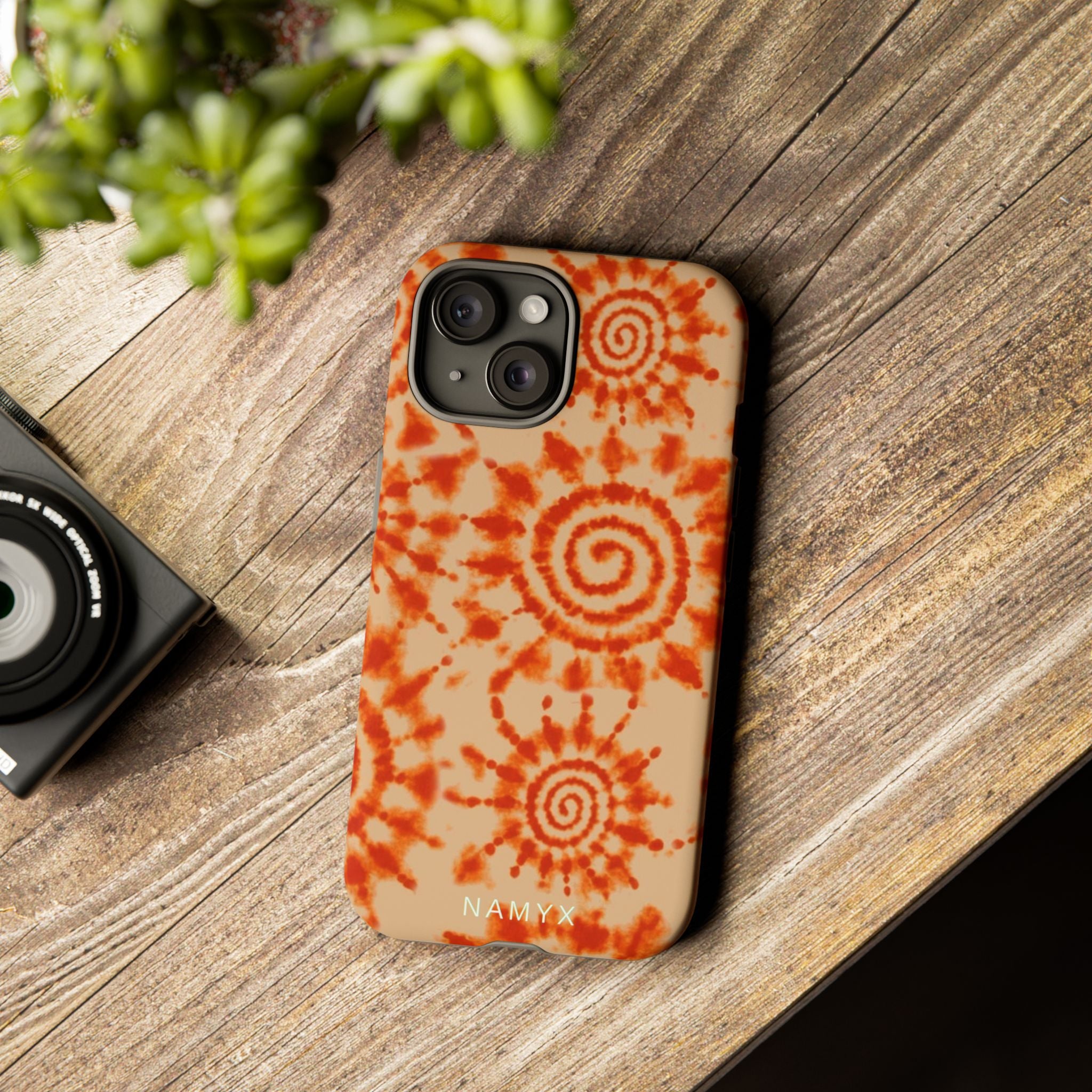 Tie-Dye Spiral Tough Phone Case — Orange Retro Protective Case
