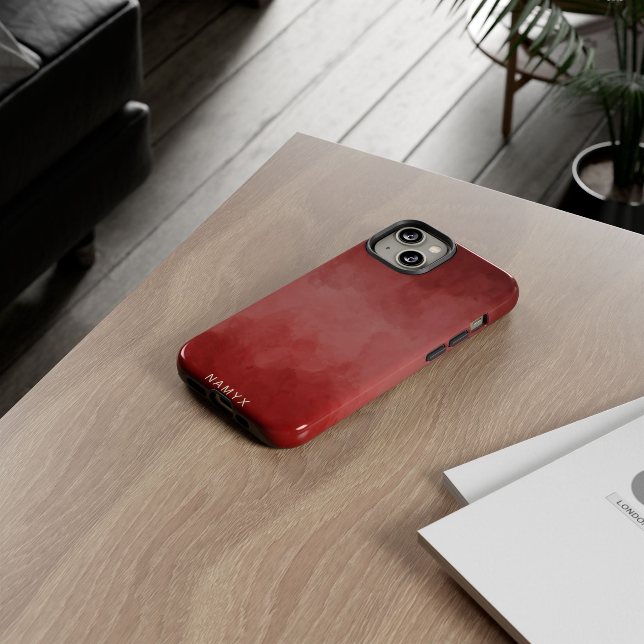 Red Watercolor Tough Phone Case — Durable Protective iPhone Cover
