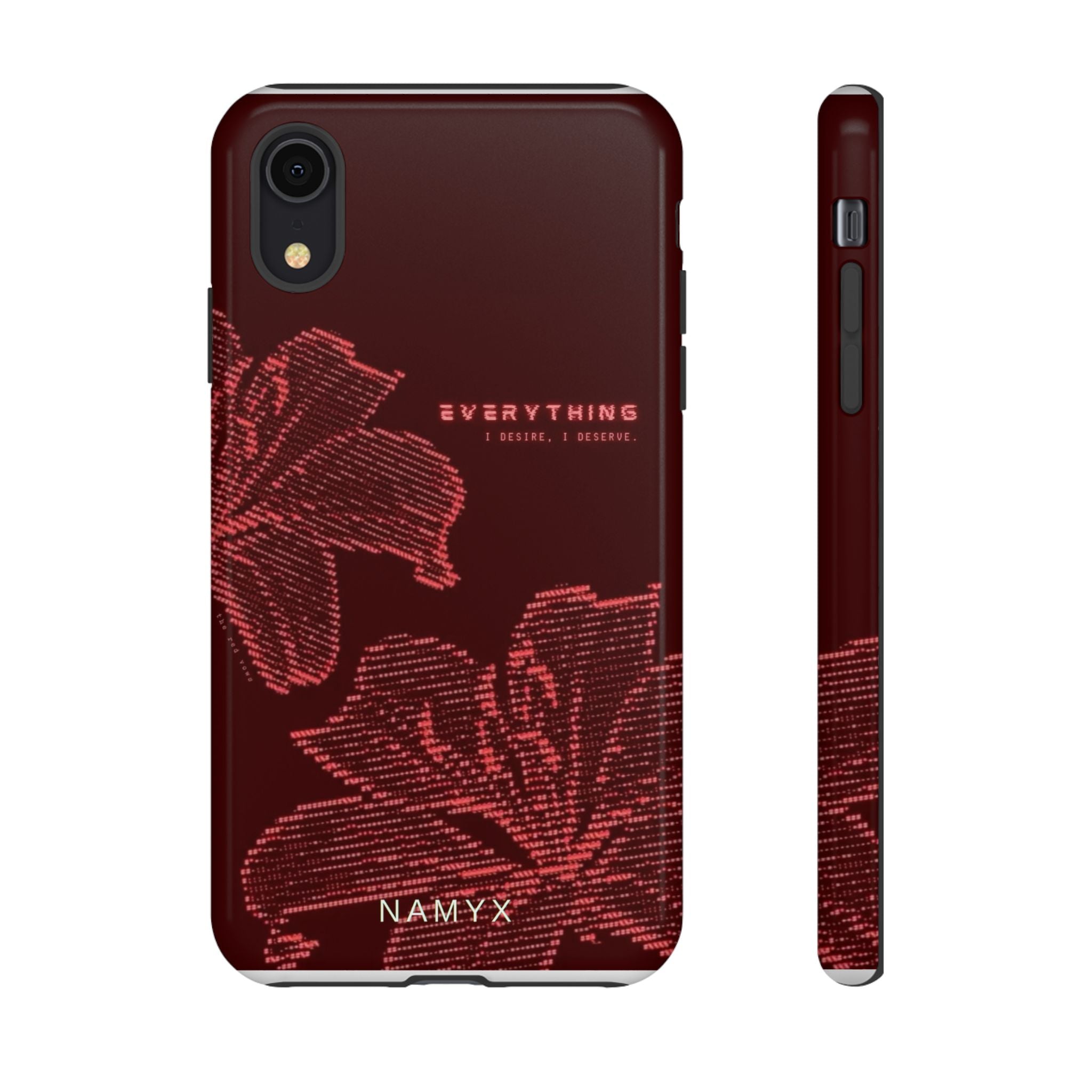 Floral Tough Phone Case — 'Everything' Burgundy Protective Cover