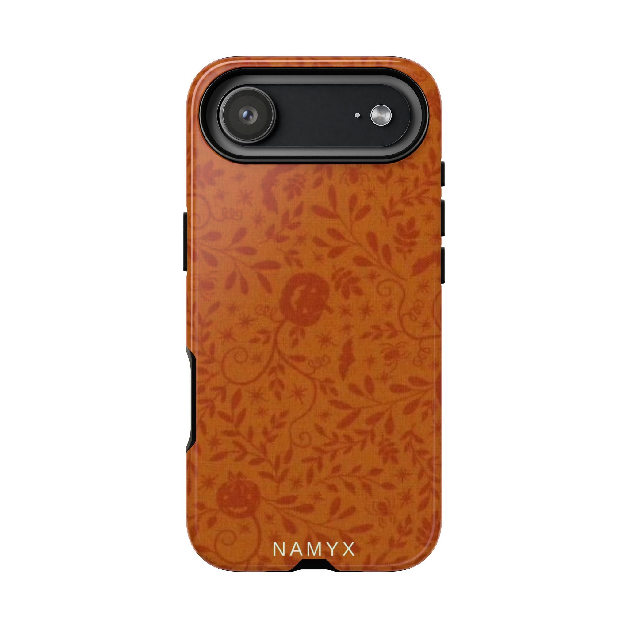 Floral Leather Phone Case — Rustic Orange Botanical Tough Case