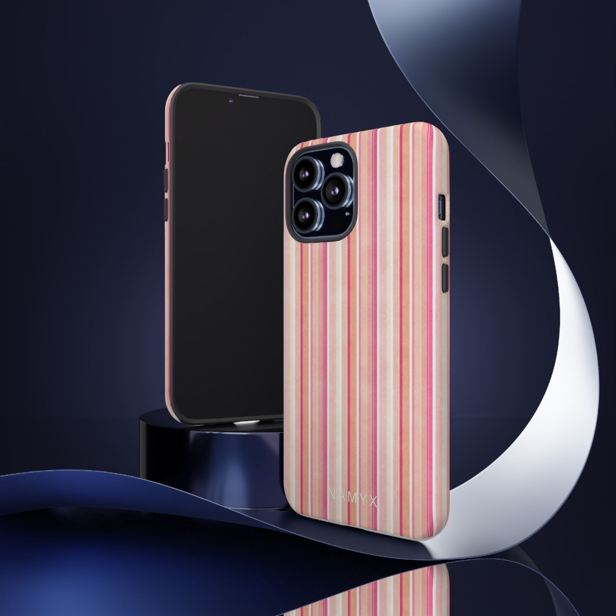 Pink Vintage Stripe Tough Phone Case