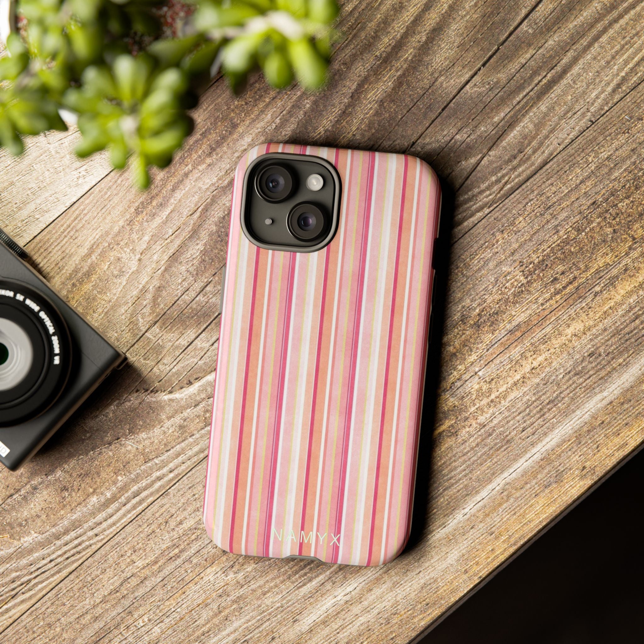 Pink Vintage Stripe Tough Phone Case