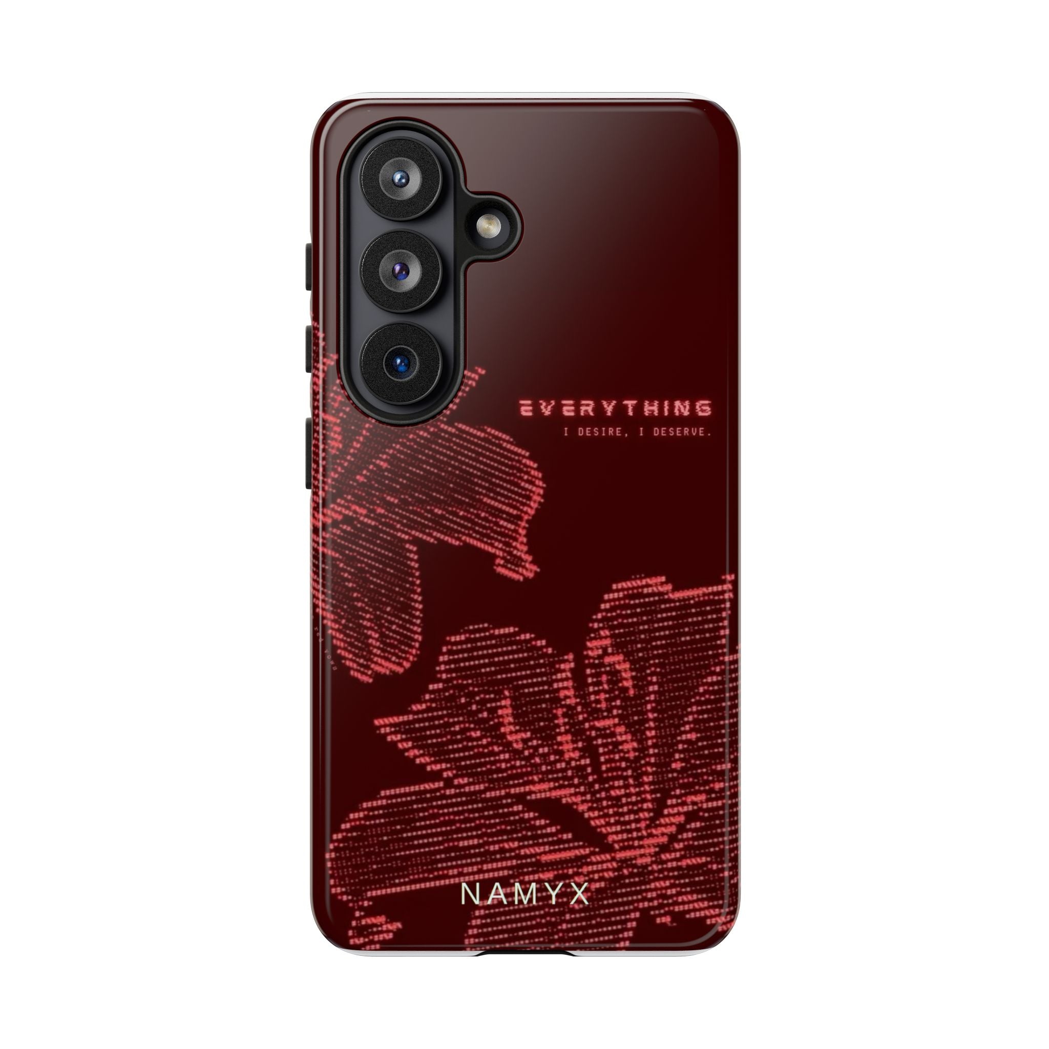 Floral Tough Phone Case — 'Everything' Burgundy Protective Cover