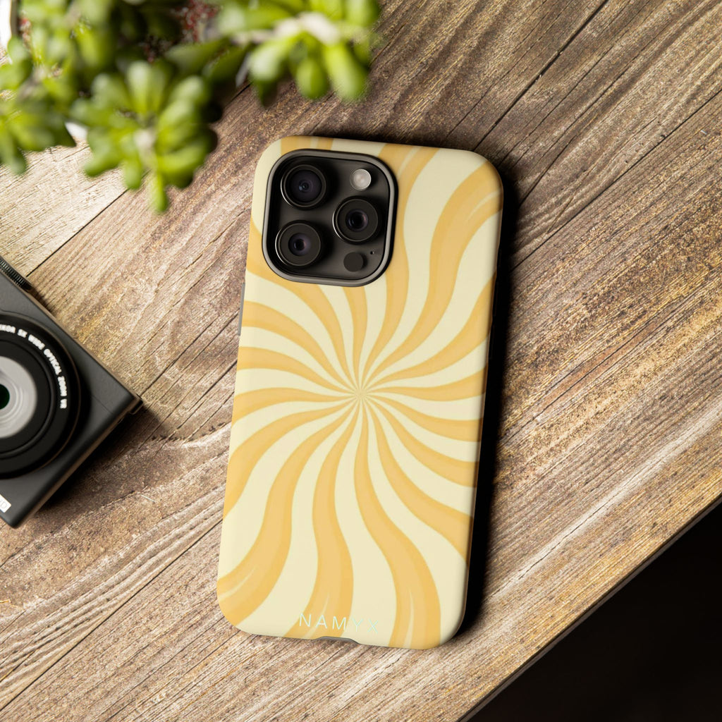 Phone Case — Retro Yellow Swirl Tough Protective Cover