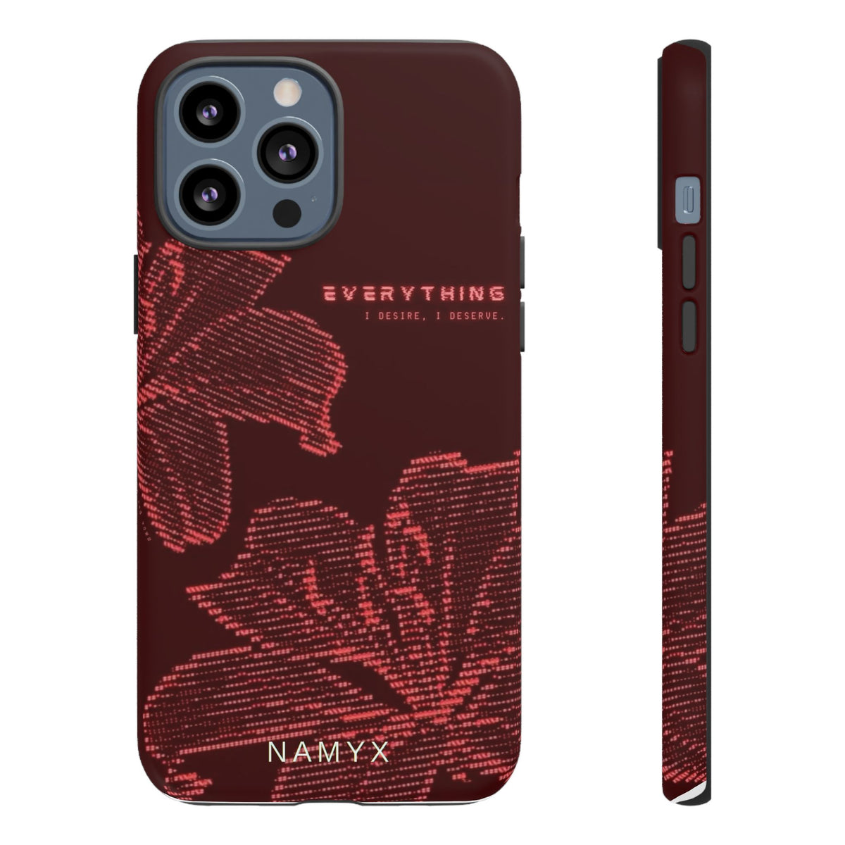 Floral Tough Phone Case — 'Everything' Burgundy Protective Cover