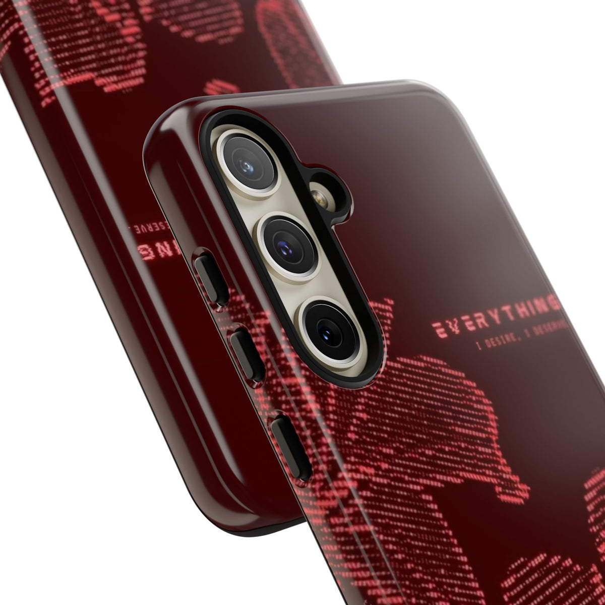 Floral Tough Phone Case — 'Everything' Burgundy Protective Cover