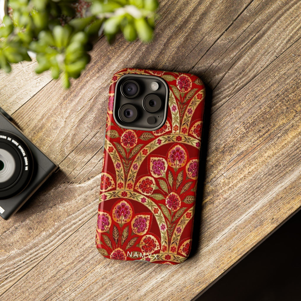 Floral Paisley Tough Phone Case — Red Gold Vintage Pattern
