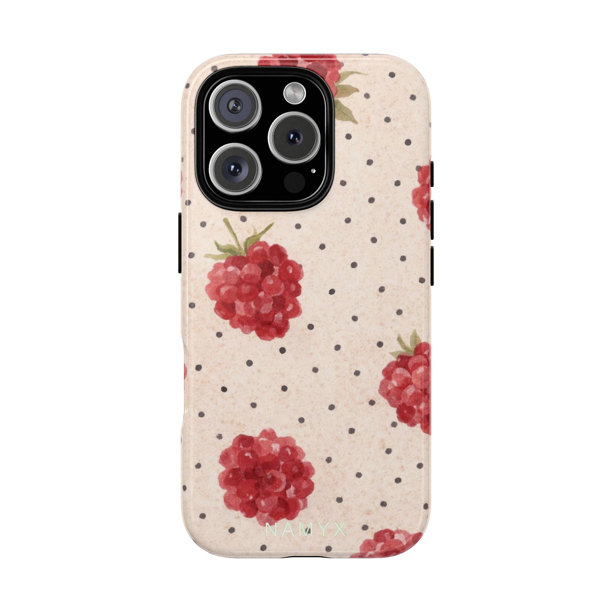 Raspberry Dotted Tough Phone Case — Vintage Floral Protective Cover