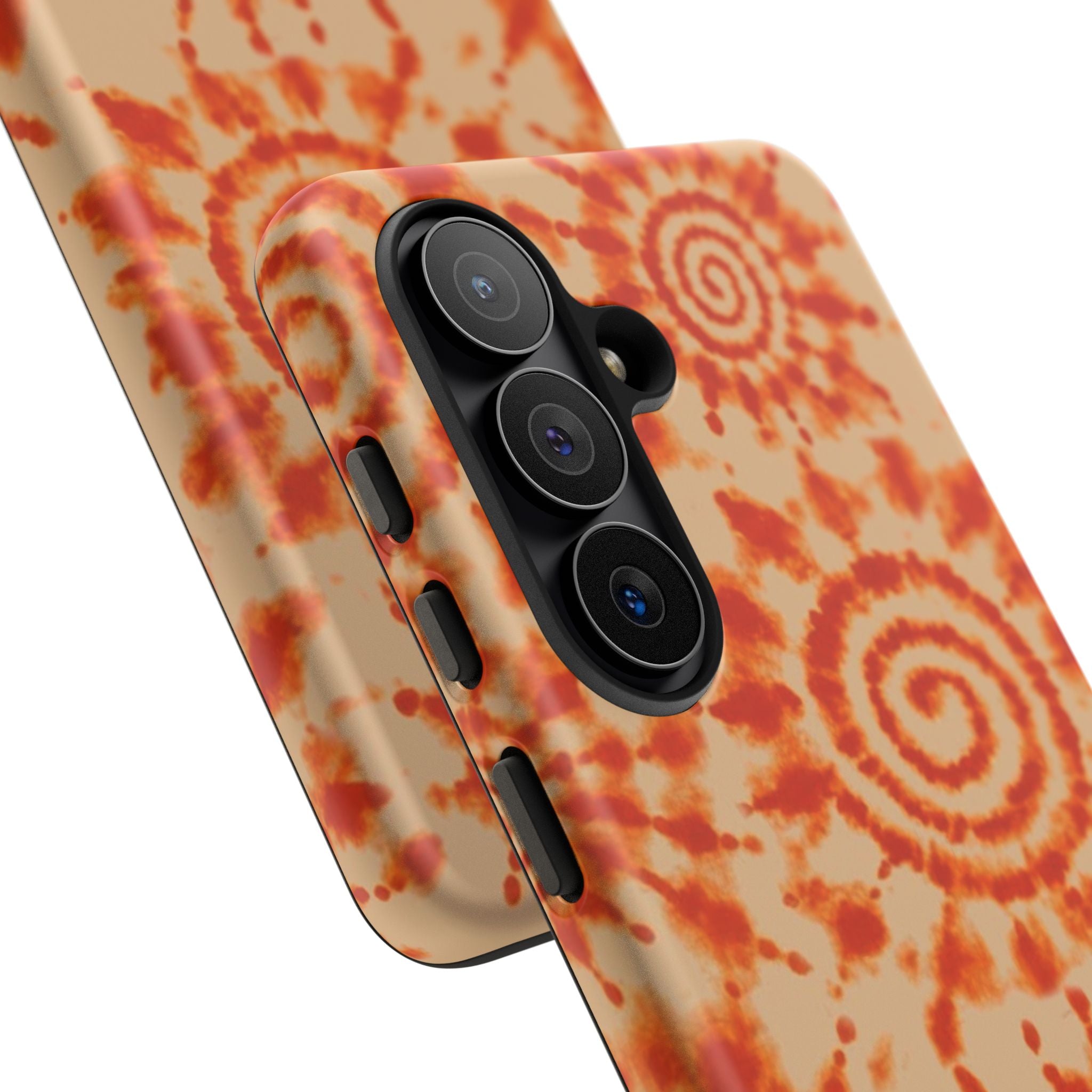 Tie-Dye Spiral Tough Phone Case — Orange Retro Protective Case