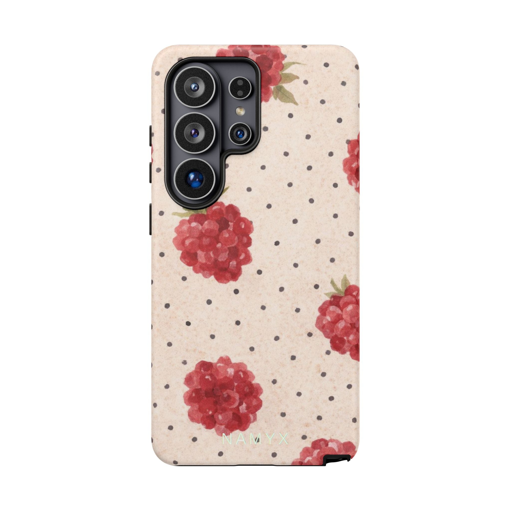 Raspberry Dotted Tough Phone Case — Vintage Floral Protective Cover